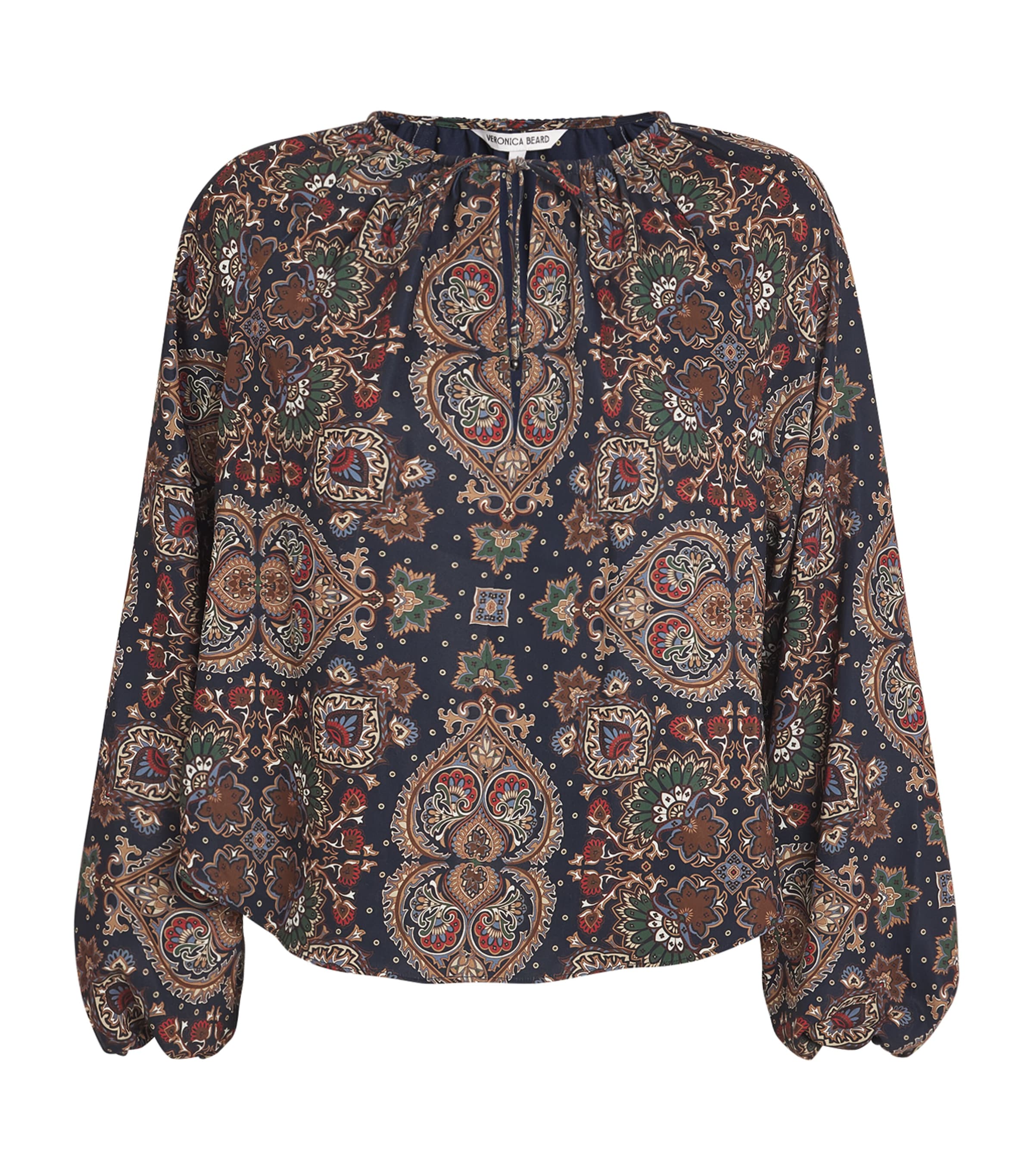 VERONICA BEARD SATIN PRINTED SOLAY BLOUSE 