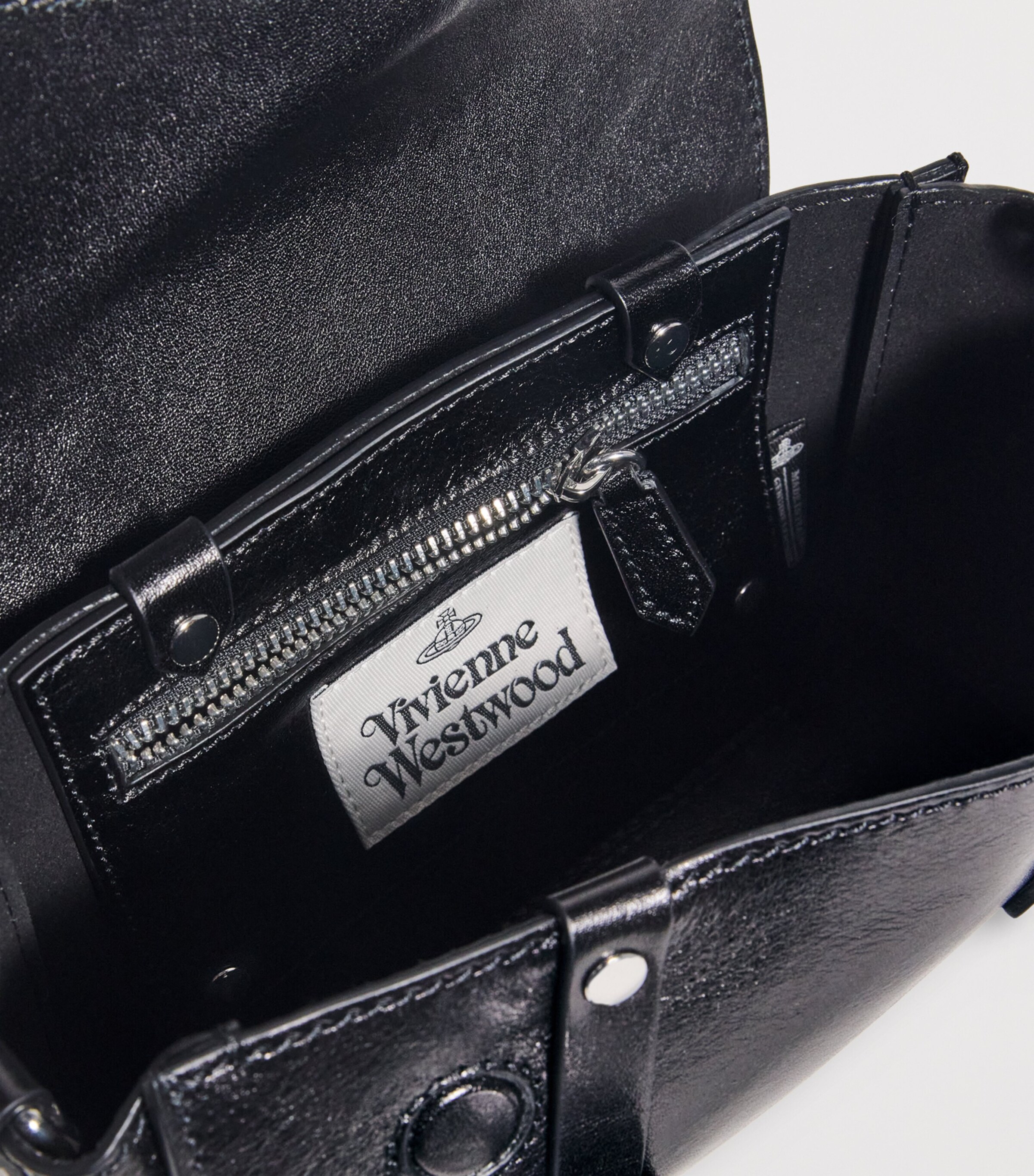 Vivienne Westwood Black Mini Croc-Embossed Leather Bettina Tote
