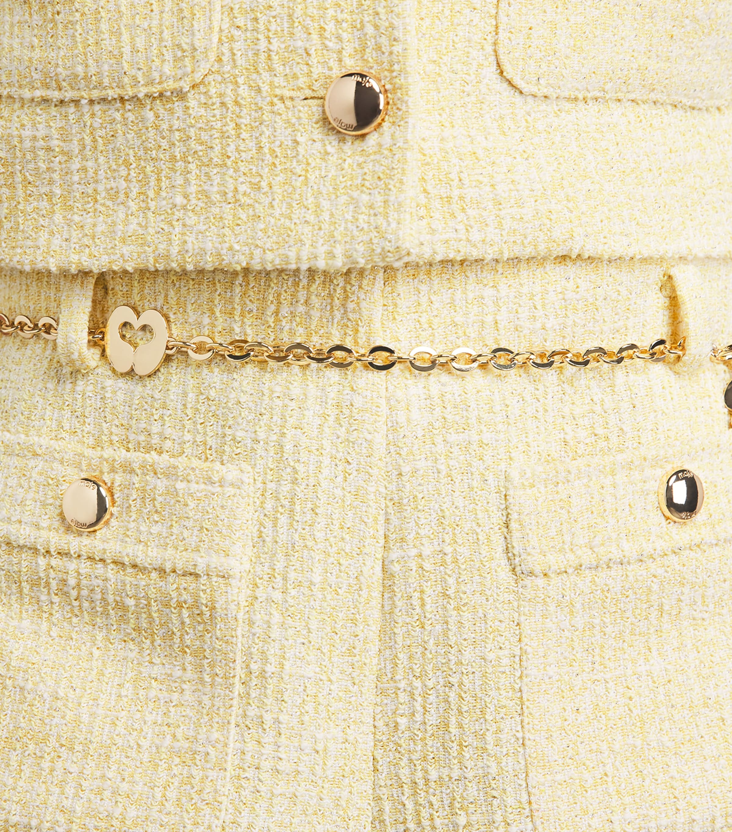Maje Womens Tweed Belt-Detail Shorts Pale Yellow Image 3