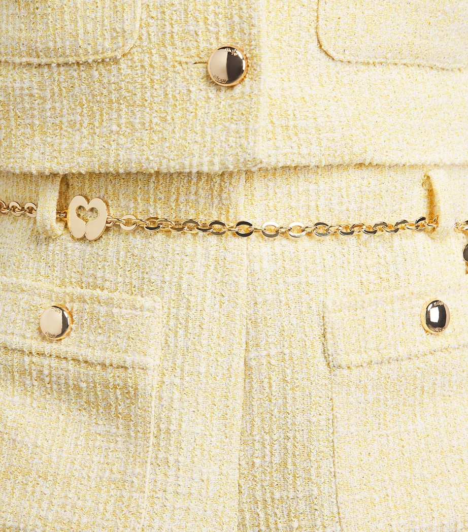 Maje Womens Tweed Belt-Detail Shorts Pale Yellow Image 3