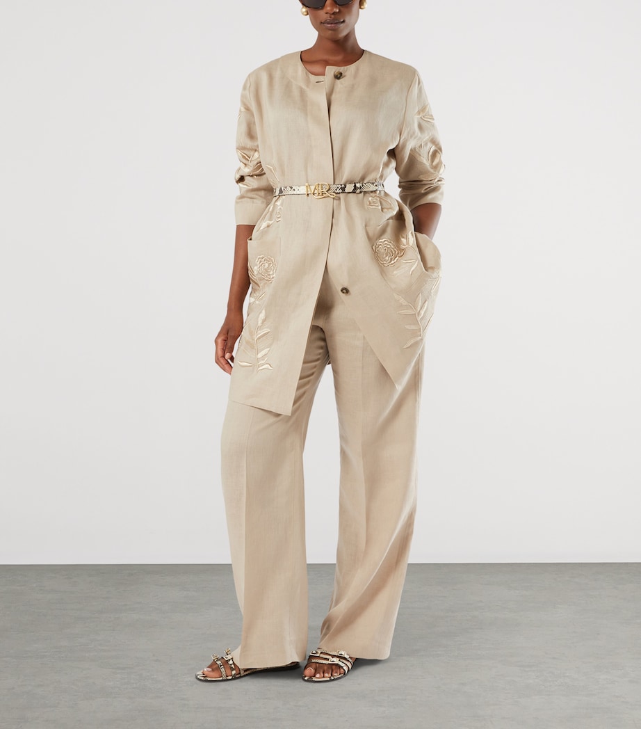 Marina Rinaldi Leather Snakeskin-Effect Logo Belt Stone Image 2