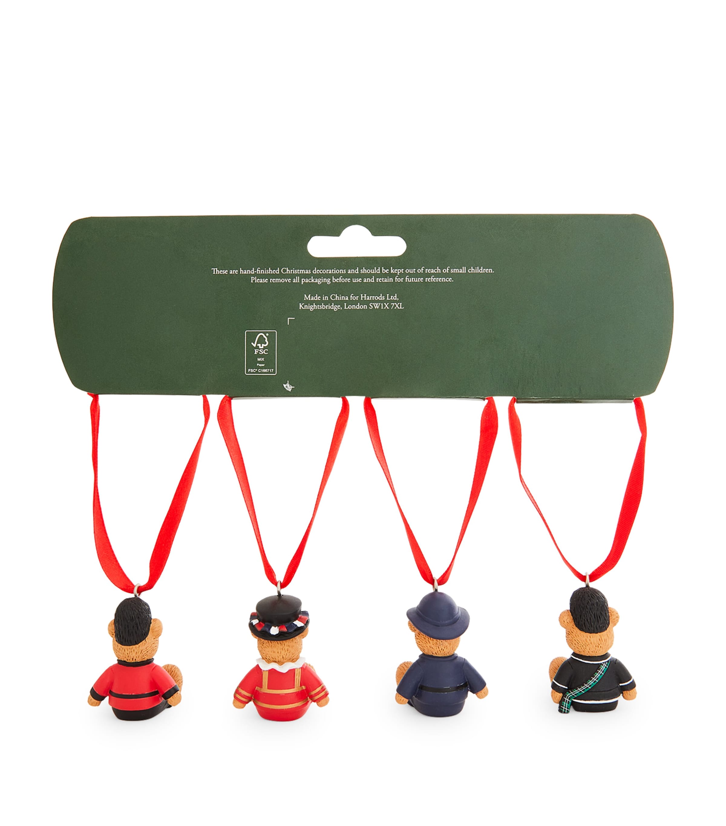 London Bear Tree Decorations (Set of 4) RED Image 4