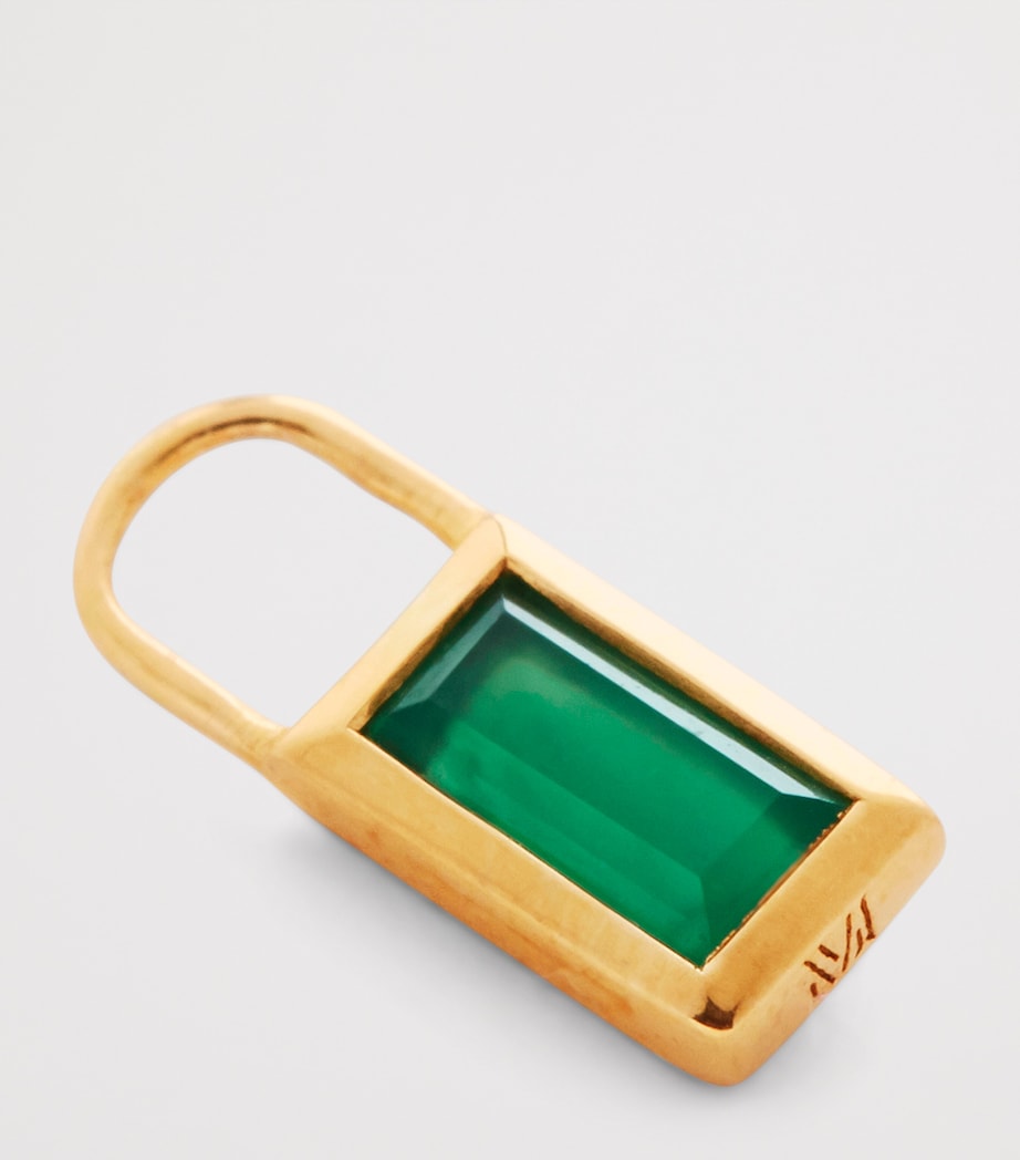 Gold Vermeil and Green Onyx Baguette Gemstone Hoop Charm 18K GOLD VERMEIL Image 3