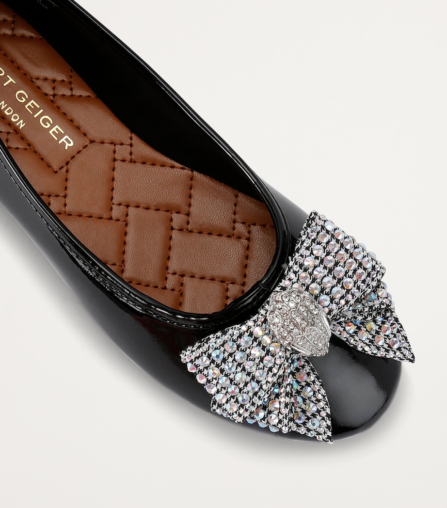 Patent Leather Mini Eagle Bow Ballet Flats BLACK Image 3