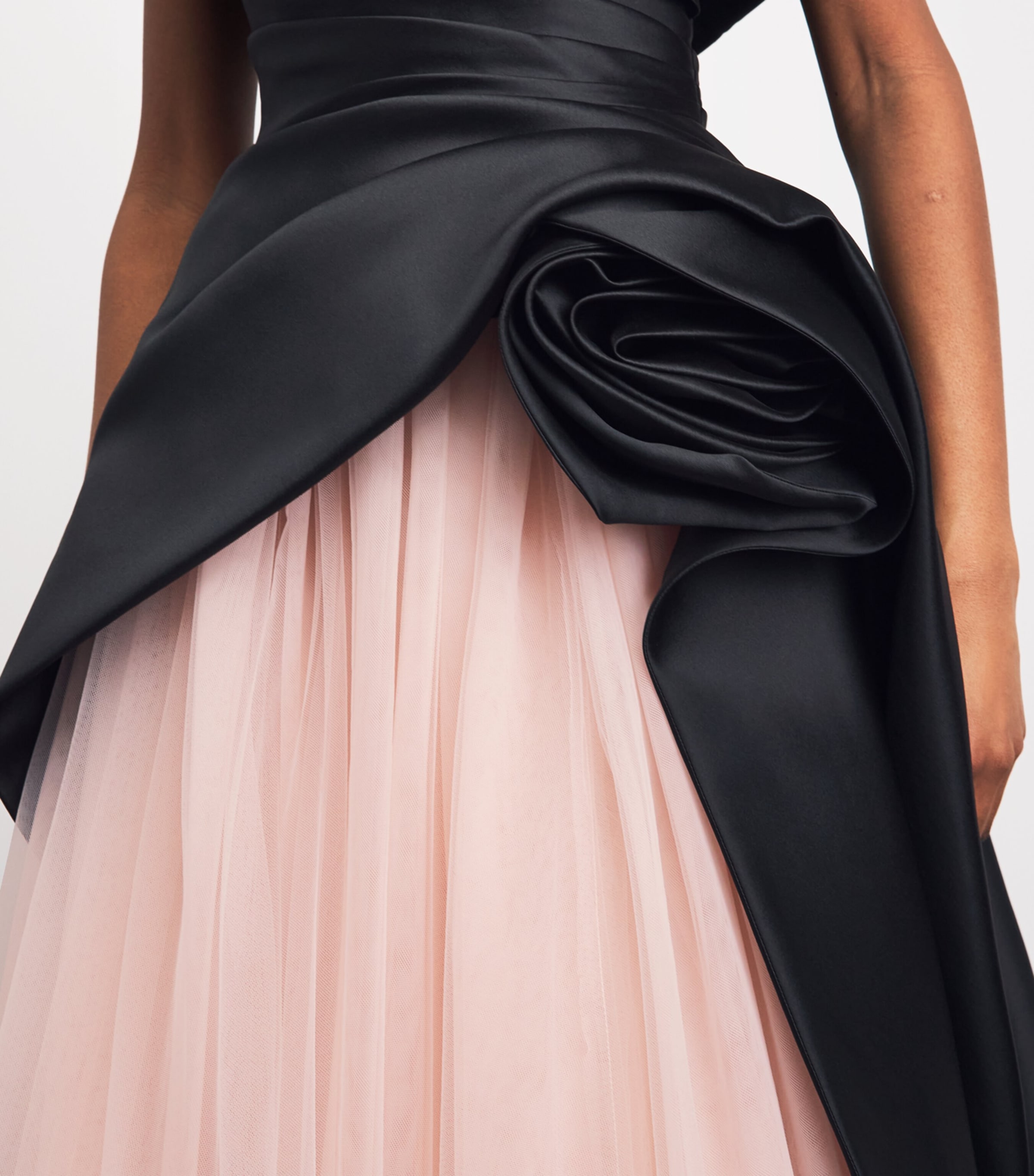 Pamella Roland Womens Tulle Appliqué Off‑The‑Shoulder Gown Black/pink Image 3