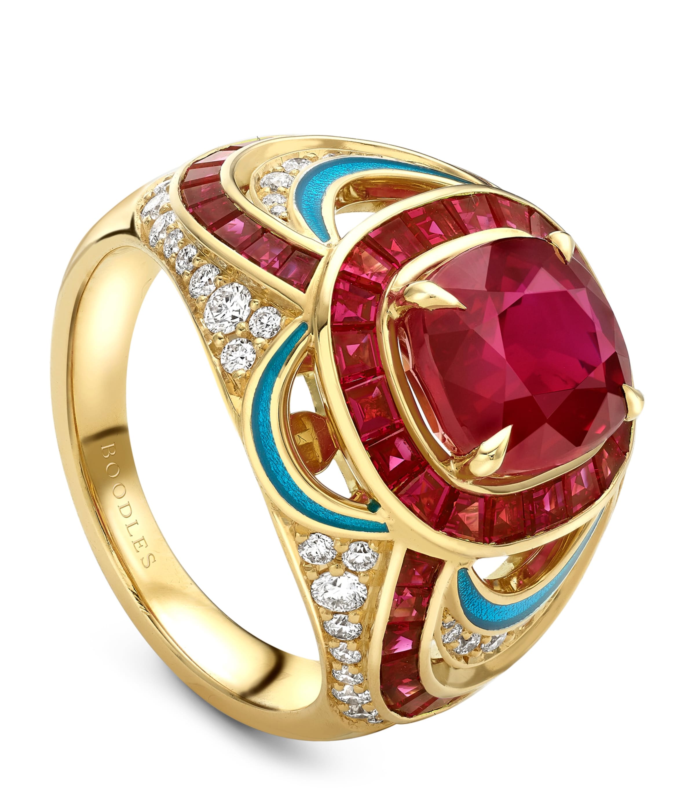 Boodles Yellow Gold, Diamond and Ruby Presence Chamber Palace Ring Red Image 1