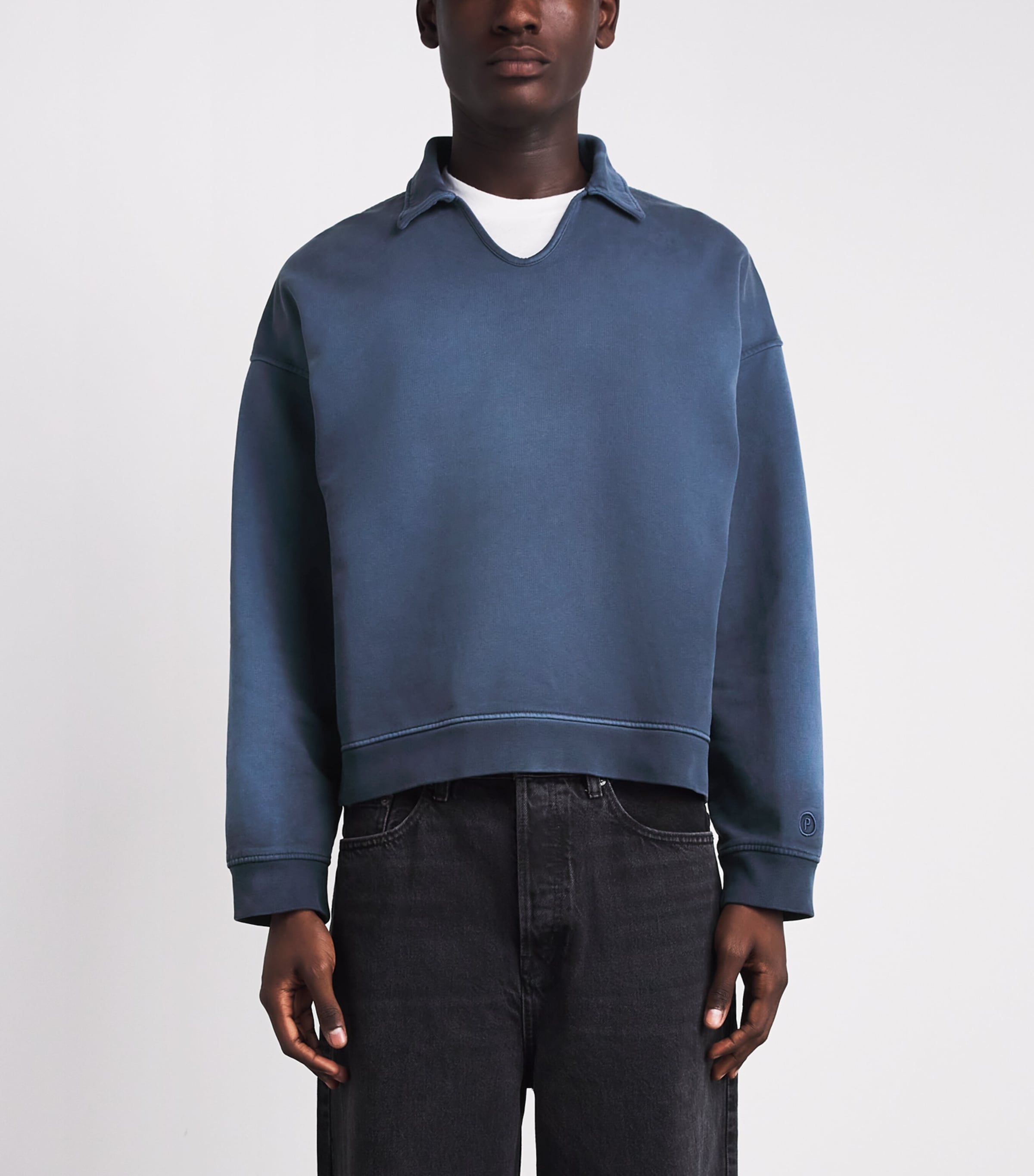 Picante Mens Organic Cotton Everyday Polo Sweatshirt Navy Image 4