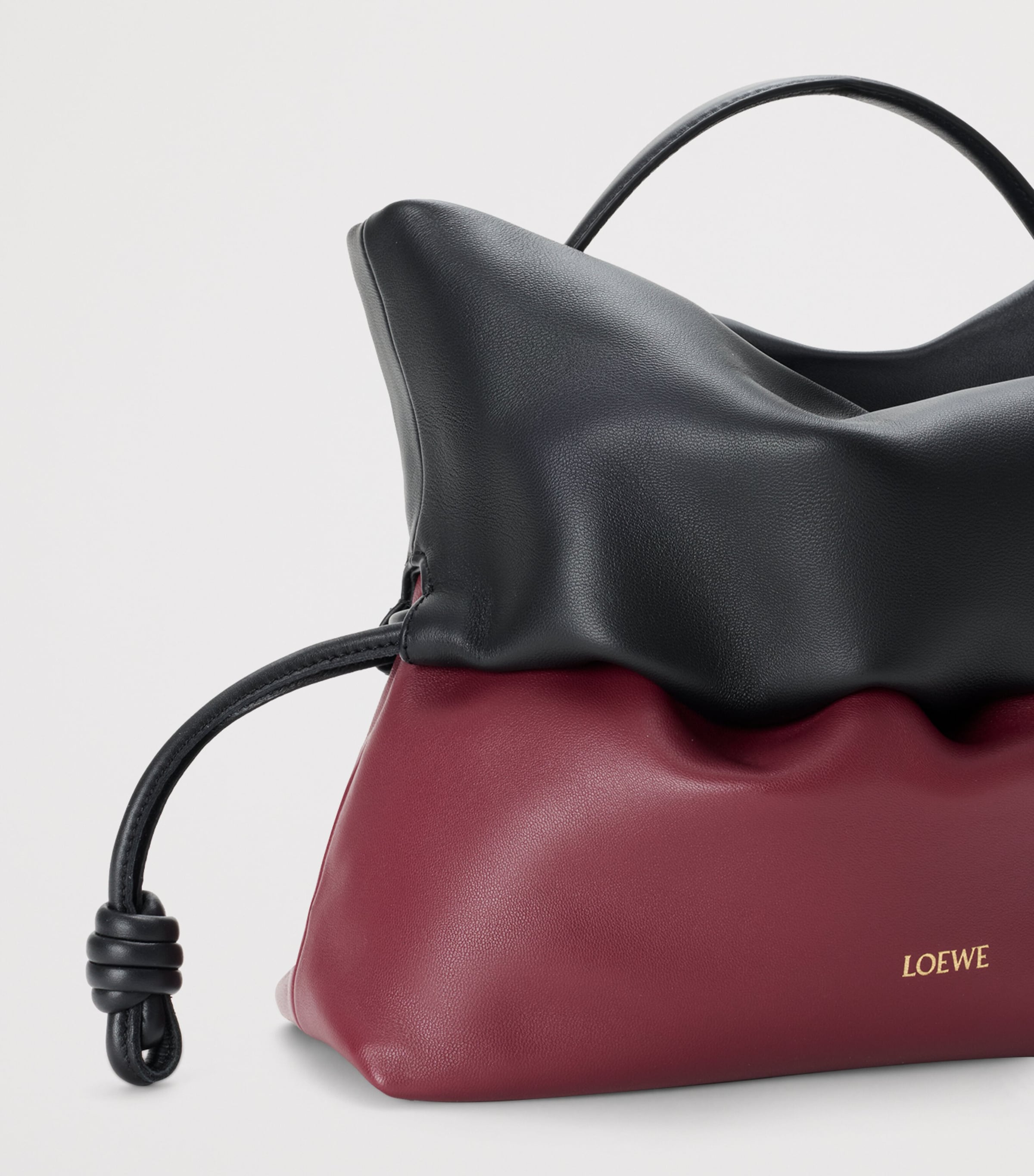 LOEWE Leather Flamenco Rolled Top-Handle Bag Black/copper Red Image 7