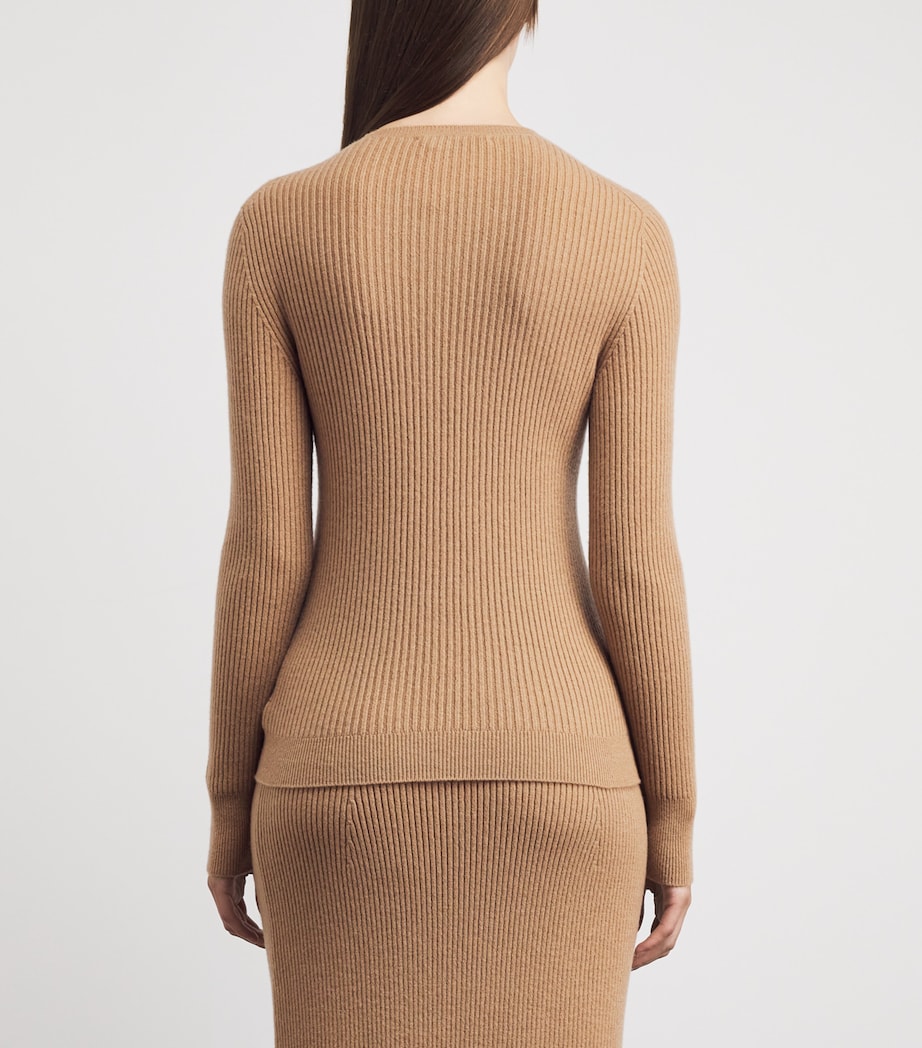 Johnstons Of Elgin Womens Cashmere Ribbed Sweater Camel Image 5