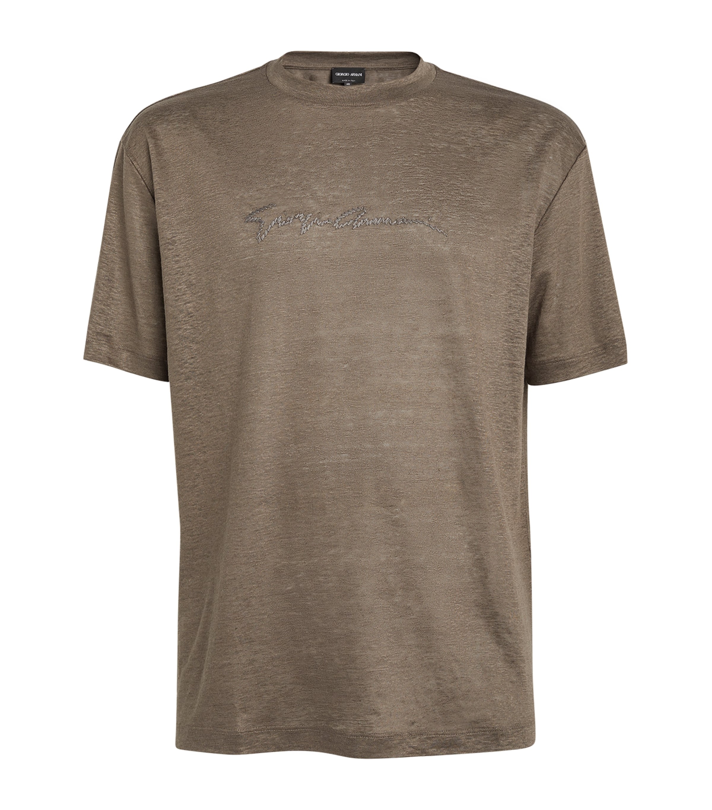 Shop Giorgio Armani Linen T-shirt In Brown