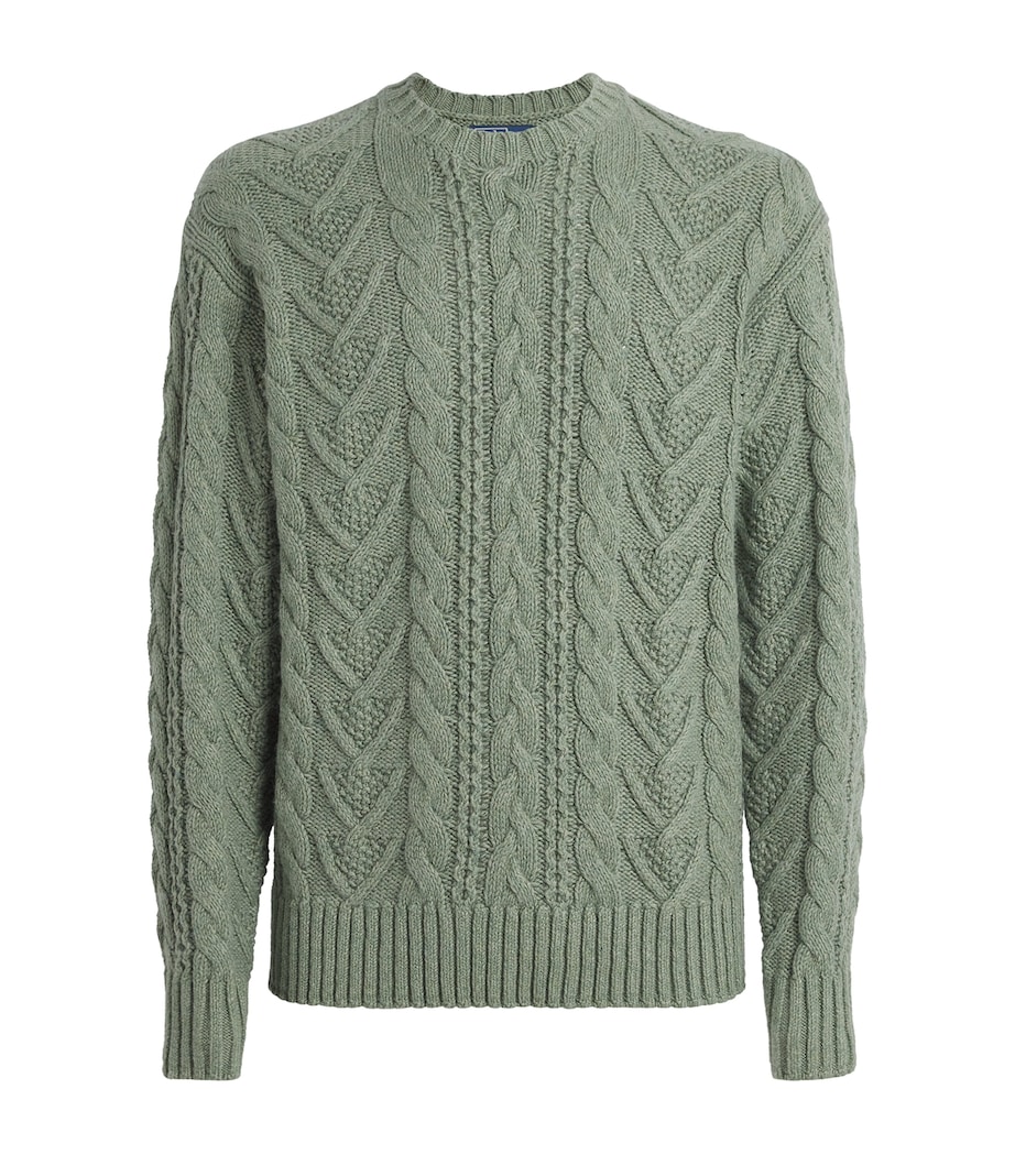 Cotton-Blend Fisherman’s Sweater GREEN Image 1
