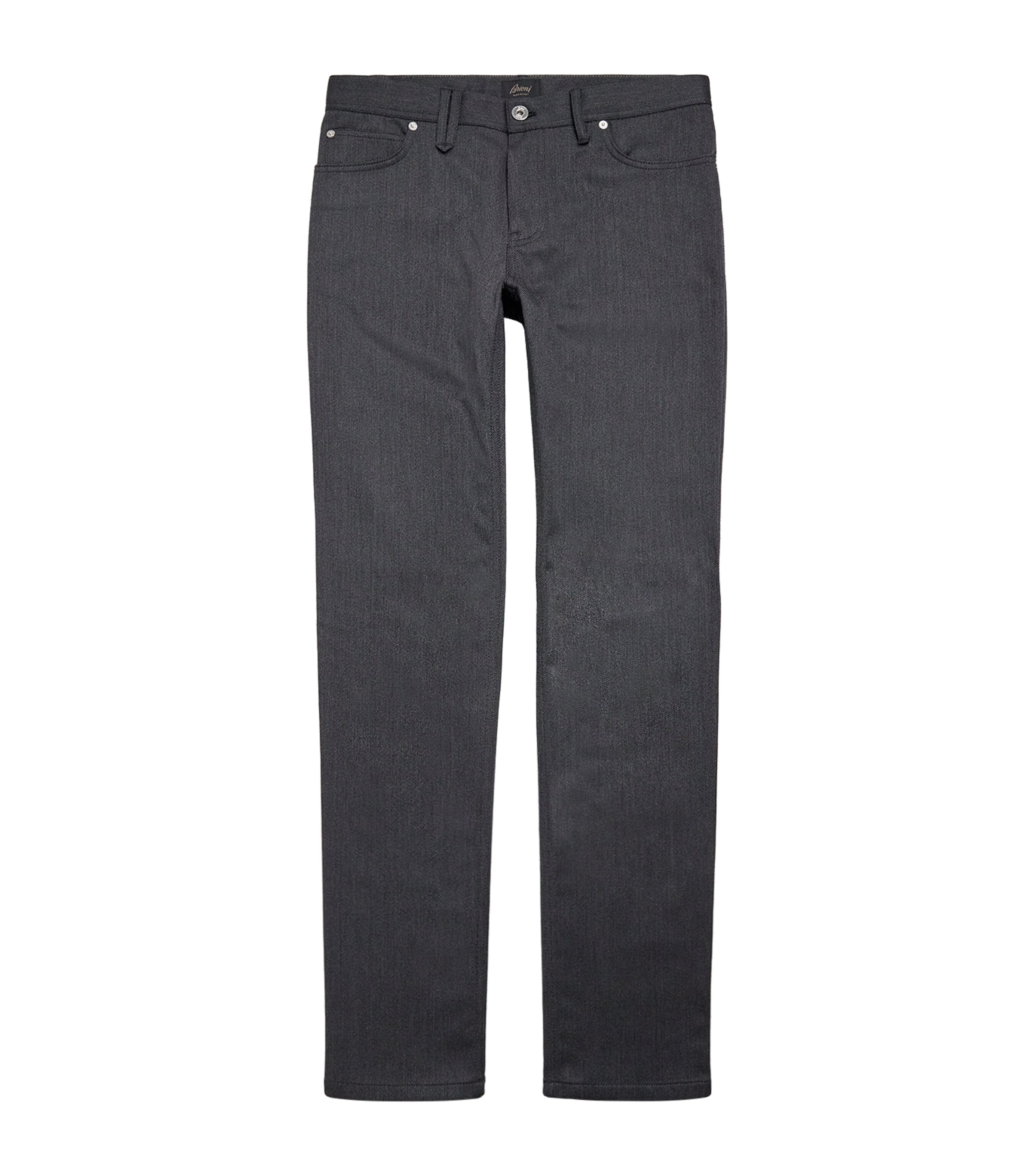 Brioni Wool-cotton Straight Jeans In Gray