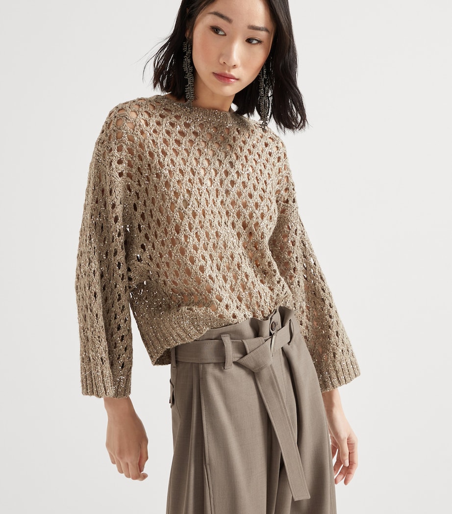 Silk-Linen-Blend Net Sweater C9545 Image 5