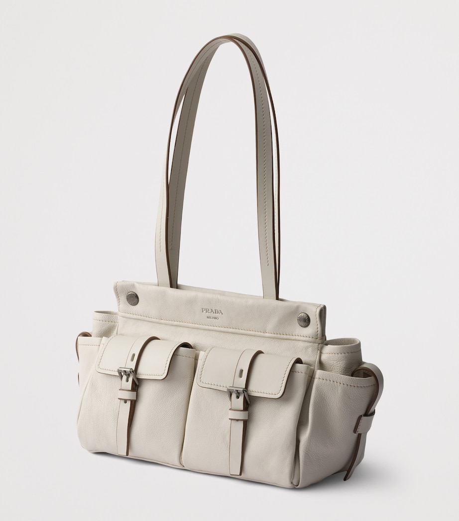 Prada Womens Medium Leather Route Tote Bag Neutral Image 5