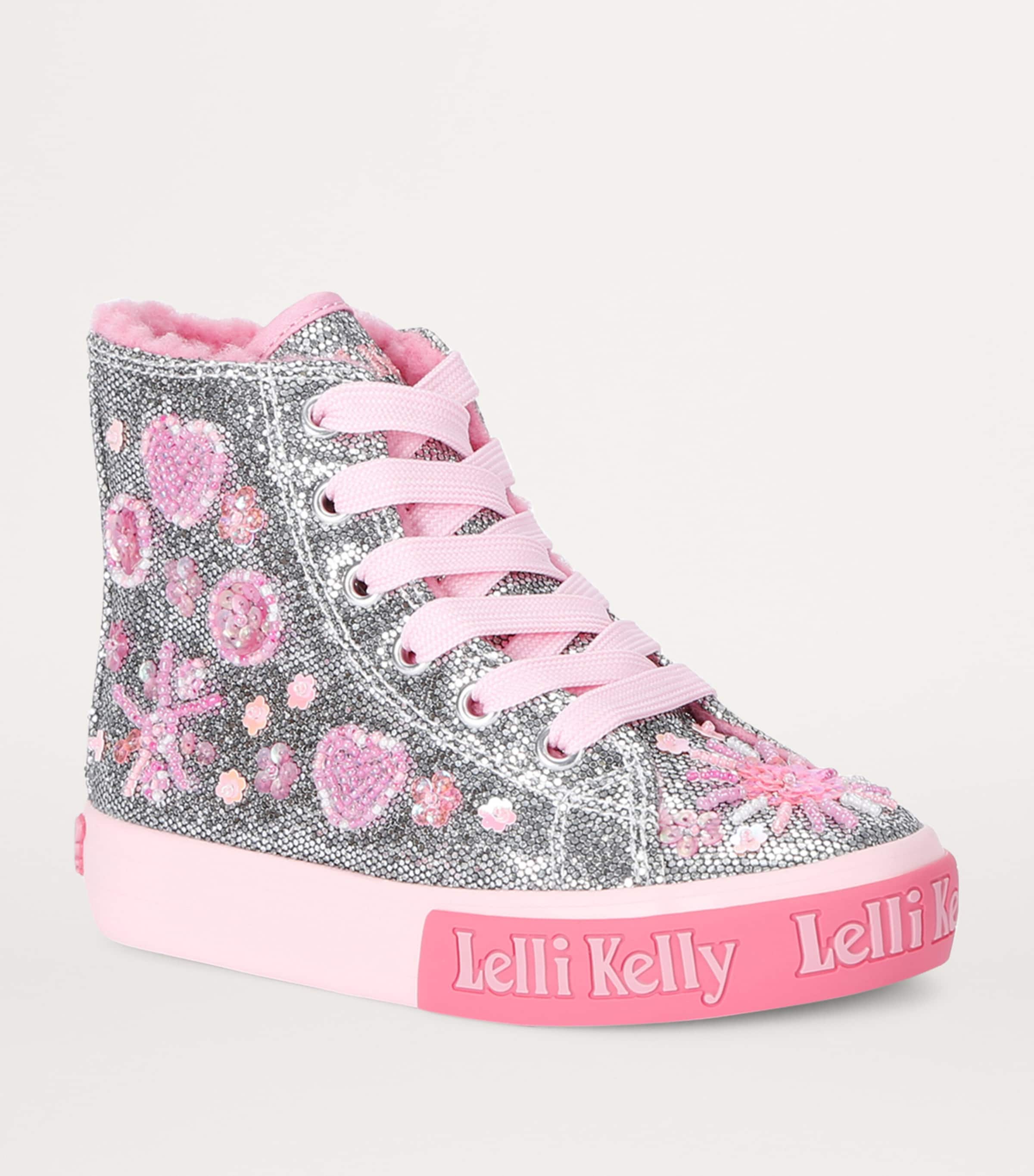 Lelli Kelly Embellished Daphne High-Top Sneakers Silver Image 3