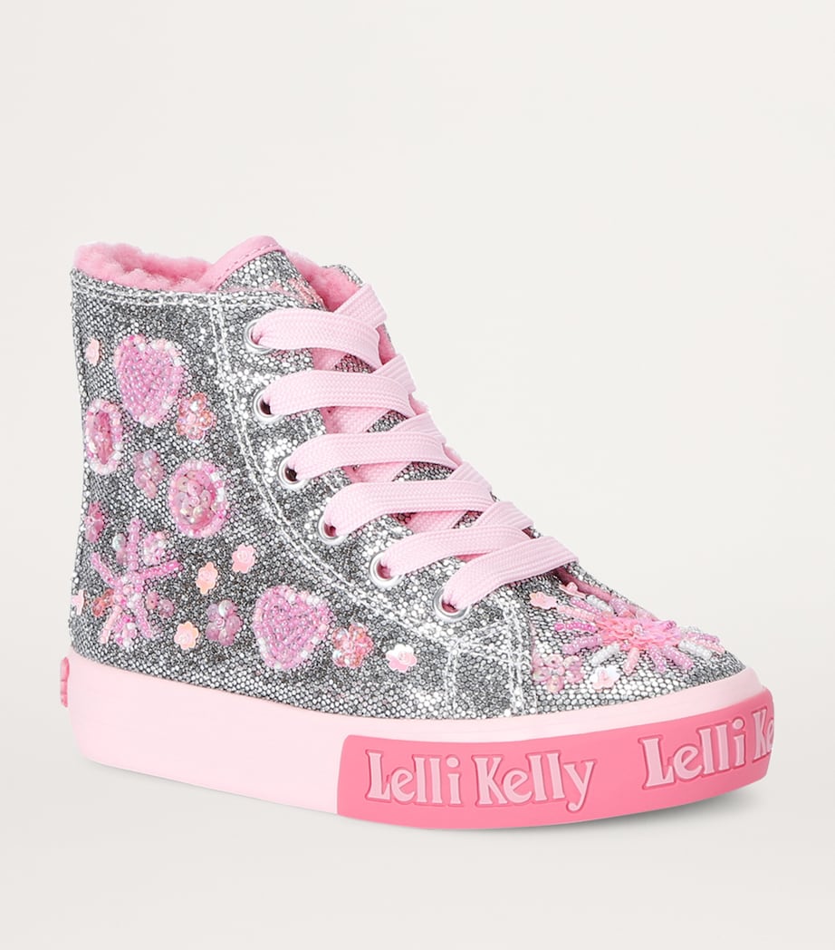 Lelli Kelly Embellished Daphne High-Top Sneakers Silver Image 3