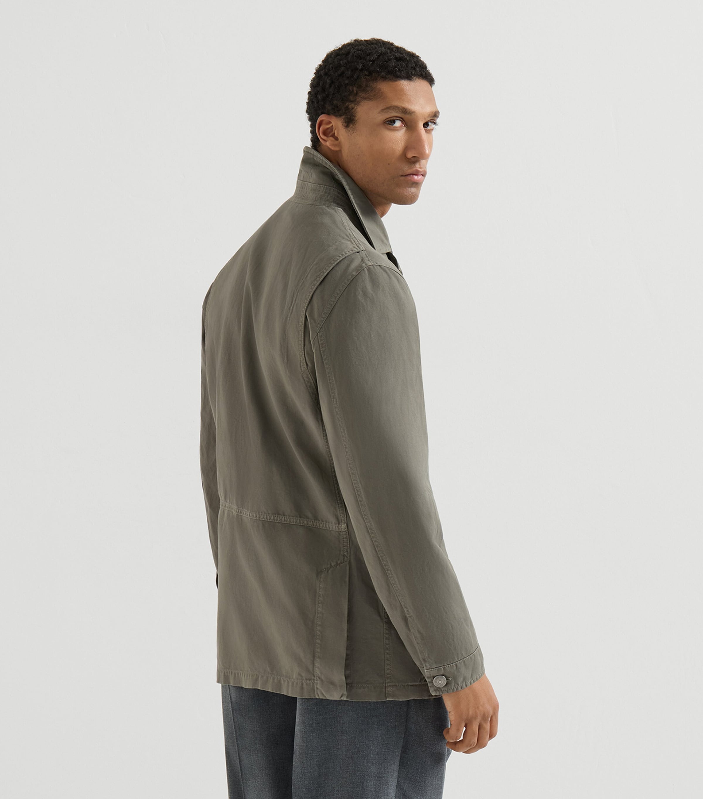 Brunello Cucinelli Mens Cotton-Linen Canvas Jacket Image 4