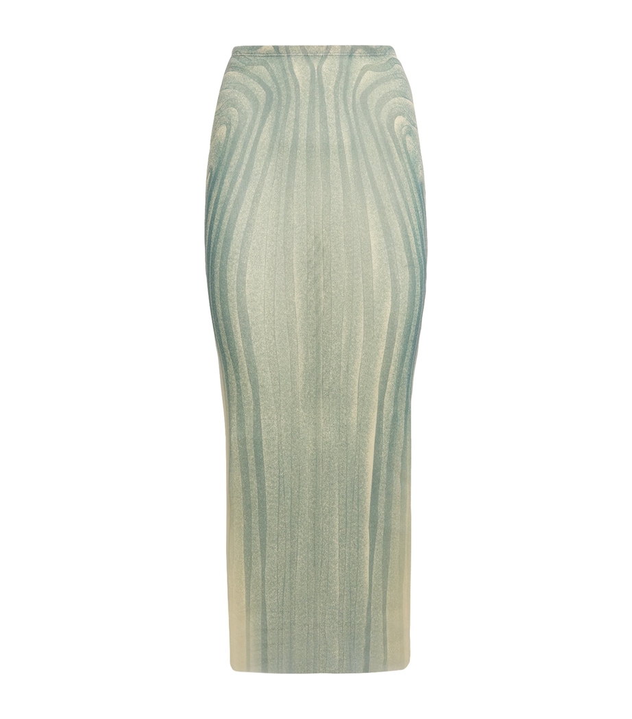 Jean Paul Gaultier Womens Spiral Midi Skirt Ecru/aqua Image 1