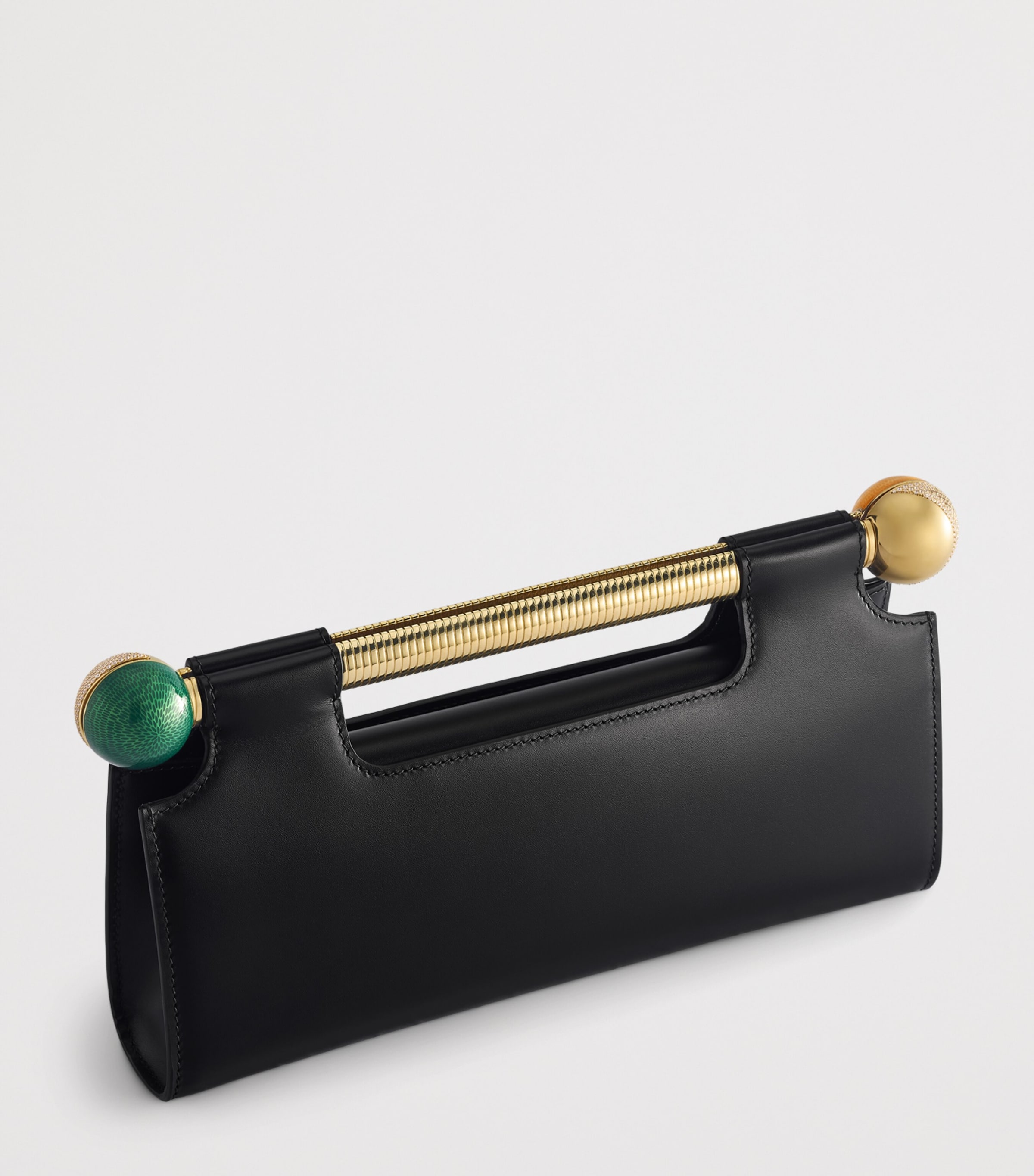 Bvlgari Leather Tubogas Sphere Clutch Bag Black Image 5