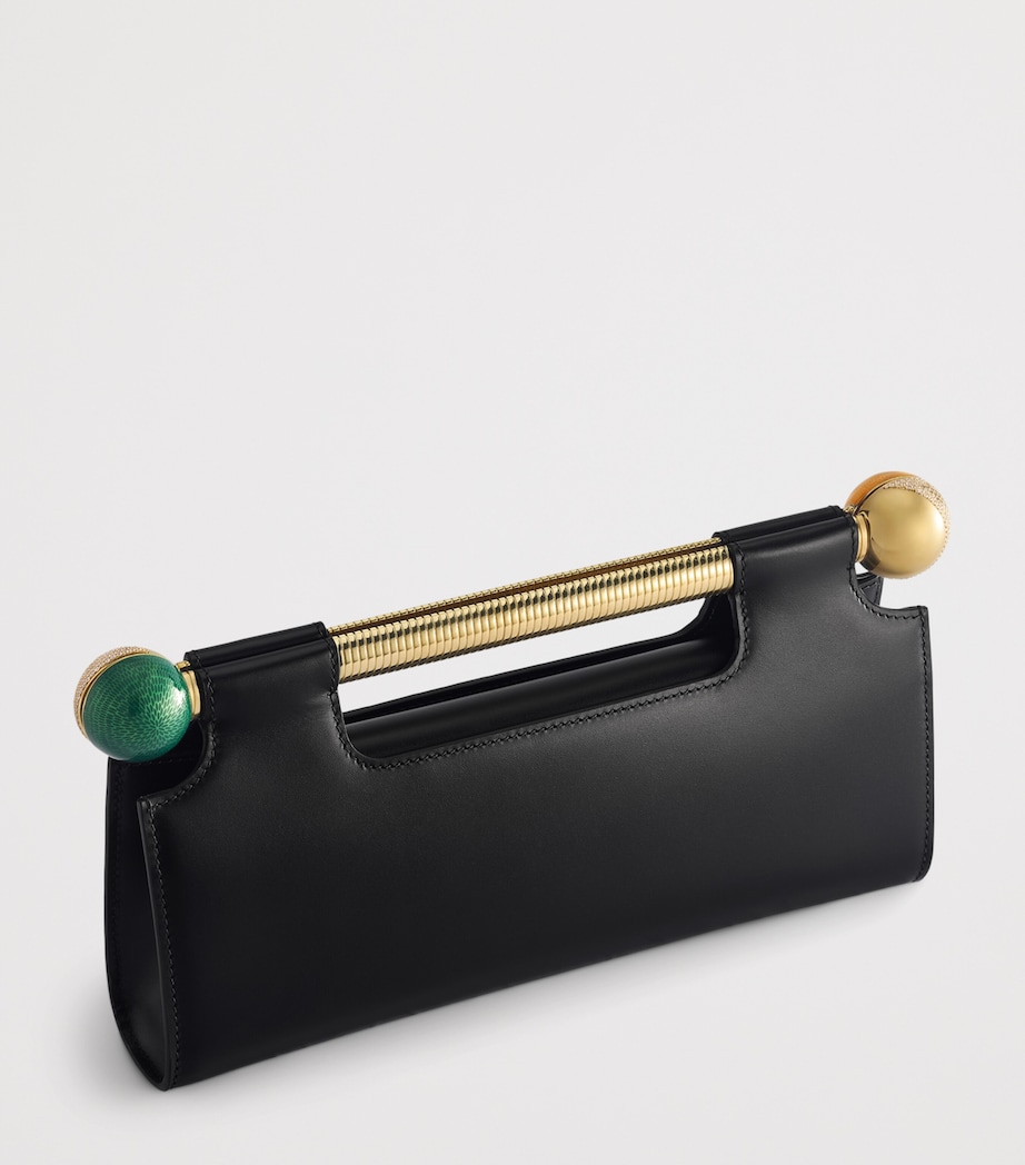 Bvlgari Leather Tubogas Sphere Clutch Bag Black Image 5
