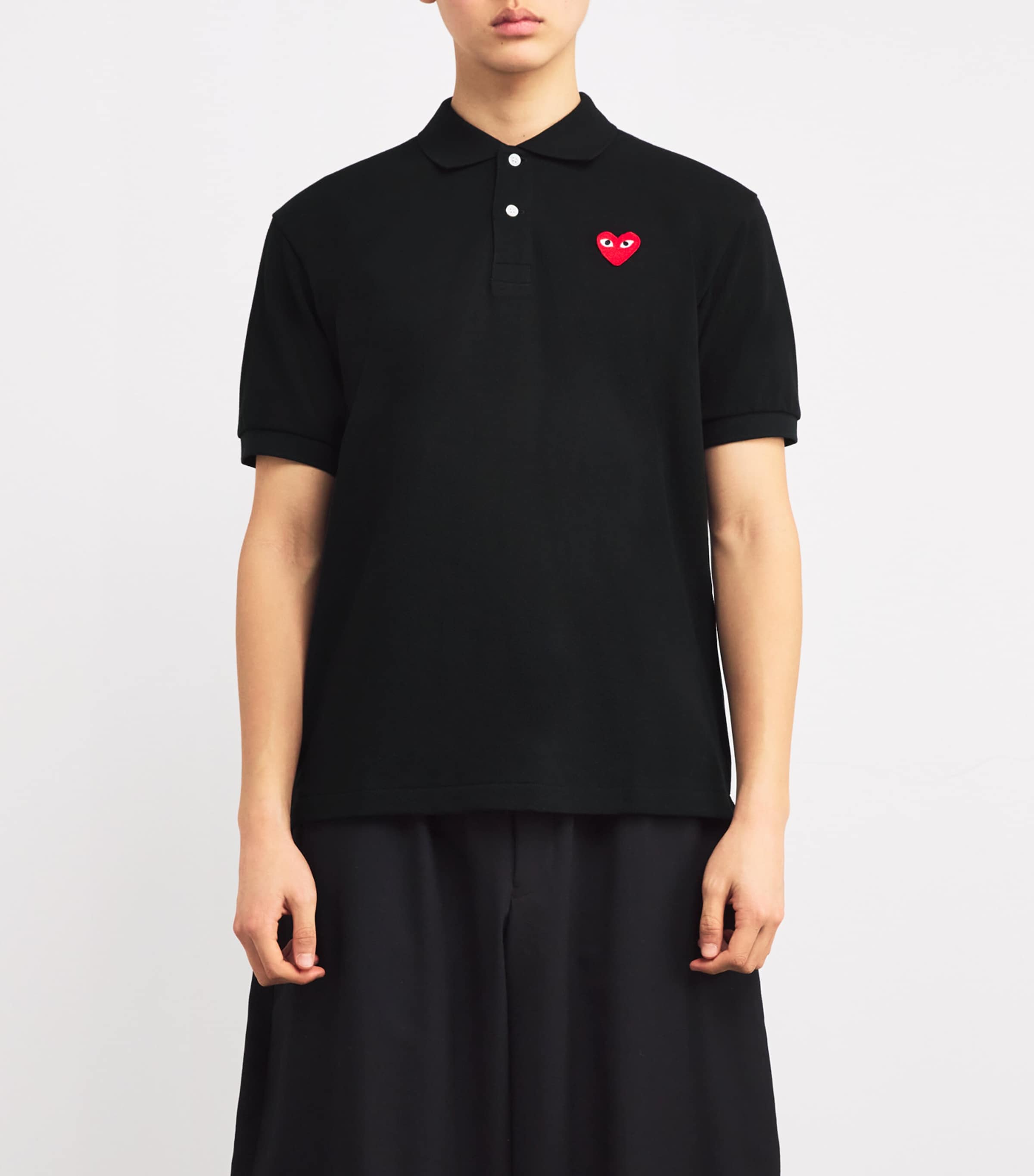 Comme Des Garçons Play Mens Heart Logo Polo Shirt Black Image 3
