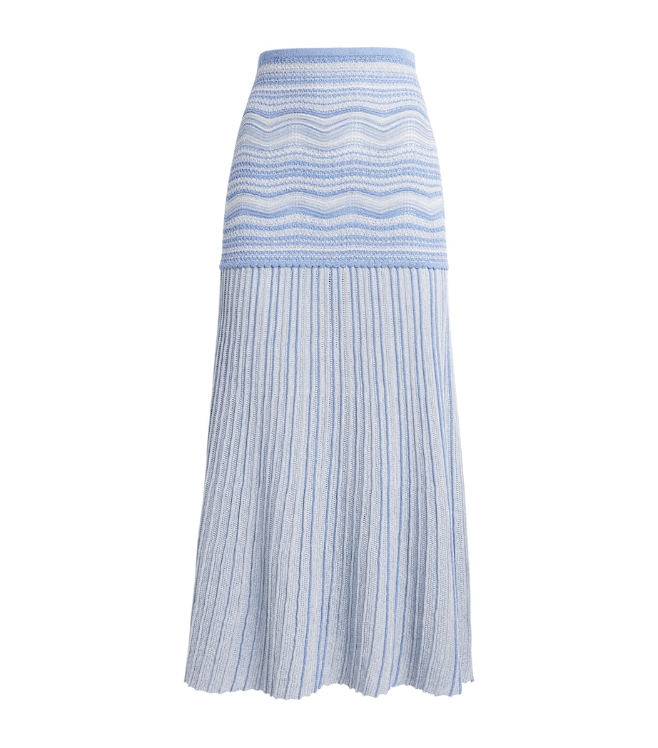 Sandro Paris Womens Metallised Maxi Skirt Sky Blue Image 1