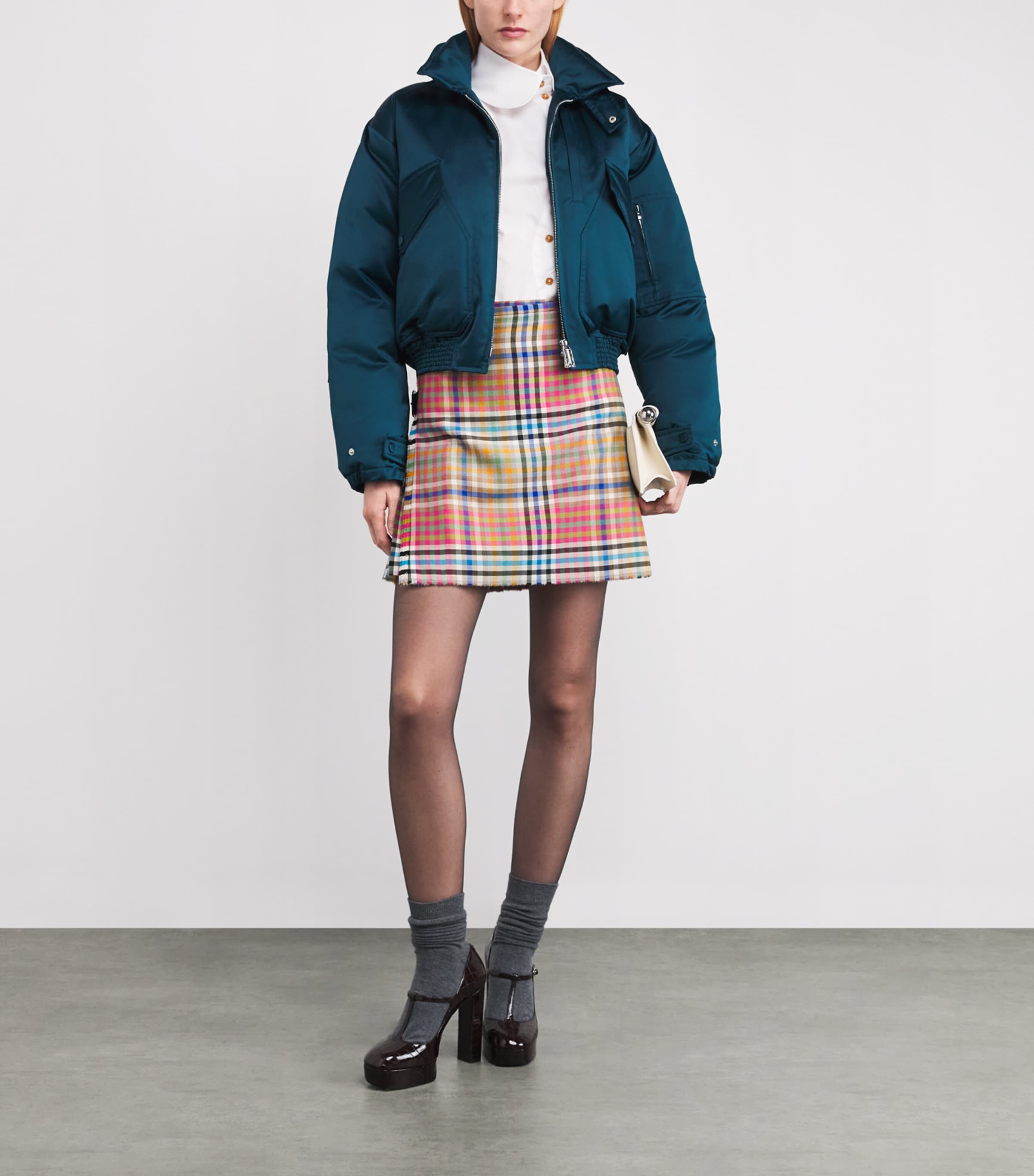 Virgin Wool Check Mini Skirt MULTI Image 2