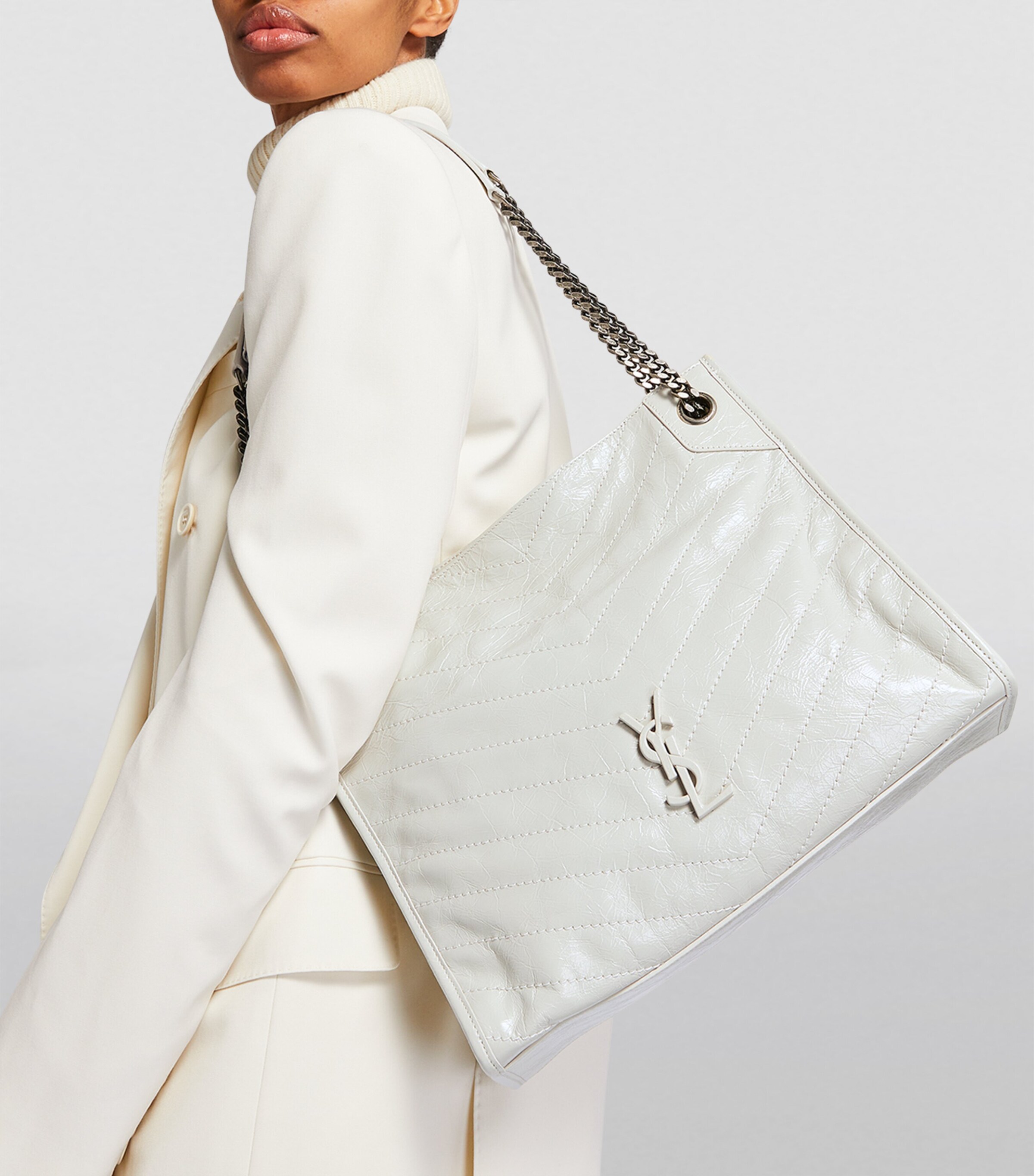 Saint Laurent White Medium Niki Shopping Bag Harrods FR