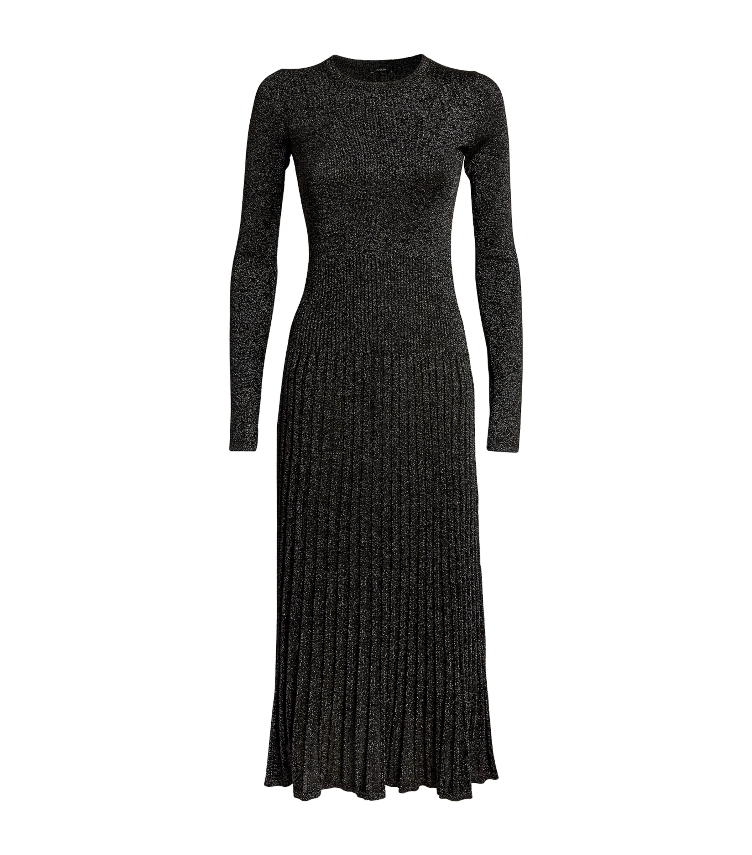 Shop Joseph Lurex Midi Dress In Black