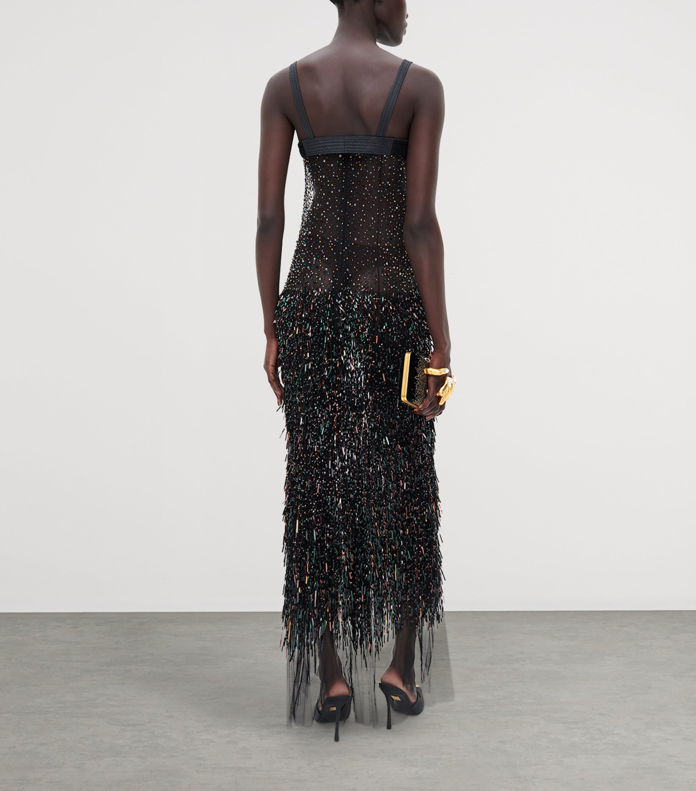 Schiaparelli Womens Sheer Embellished Maxi Dress Black Image 3