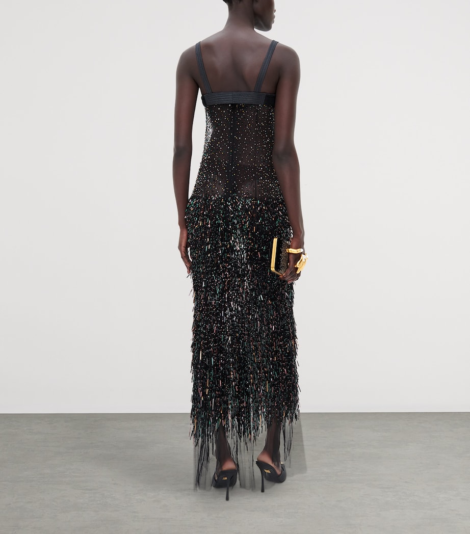 Schiaparelli Womens Sheer Embellished Maxi Dress Black Image 3