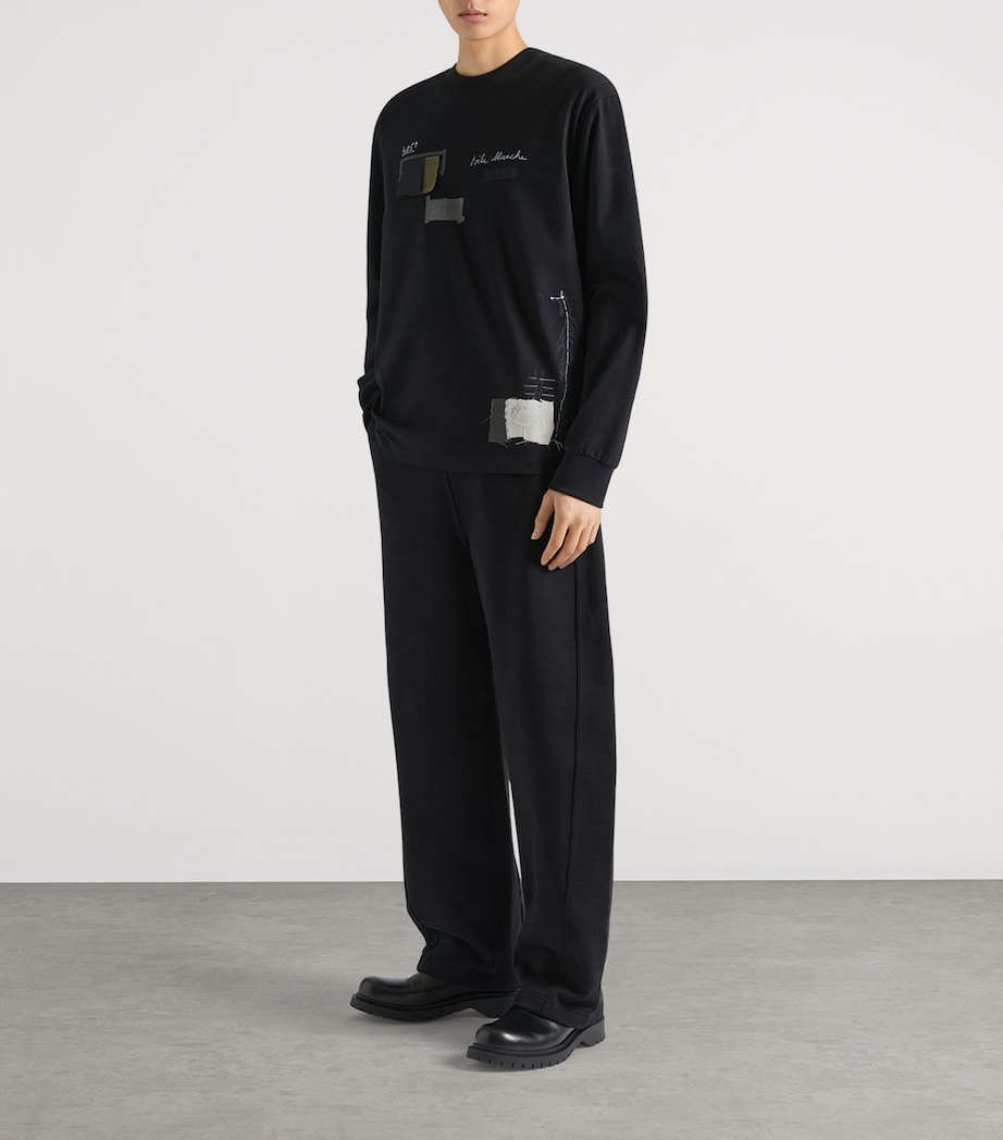 Cotton Graphic Embroidered Sweatshirt BLACK Image 3