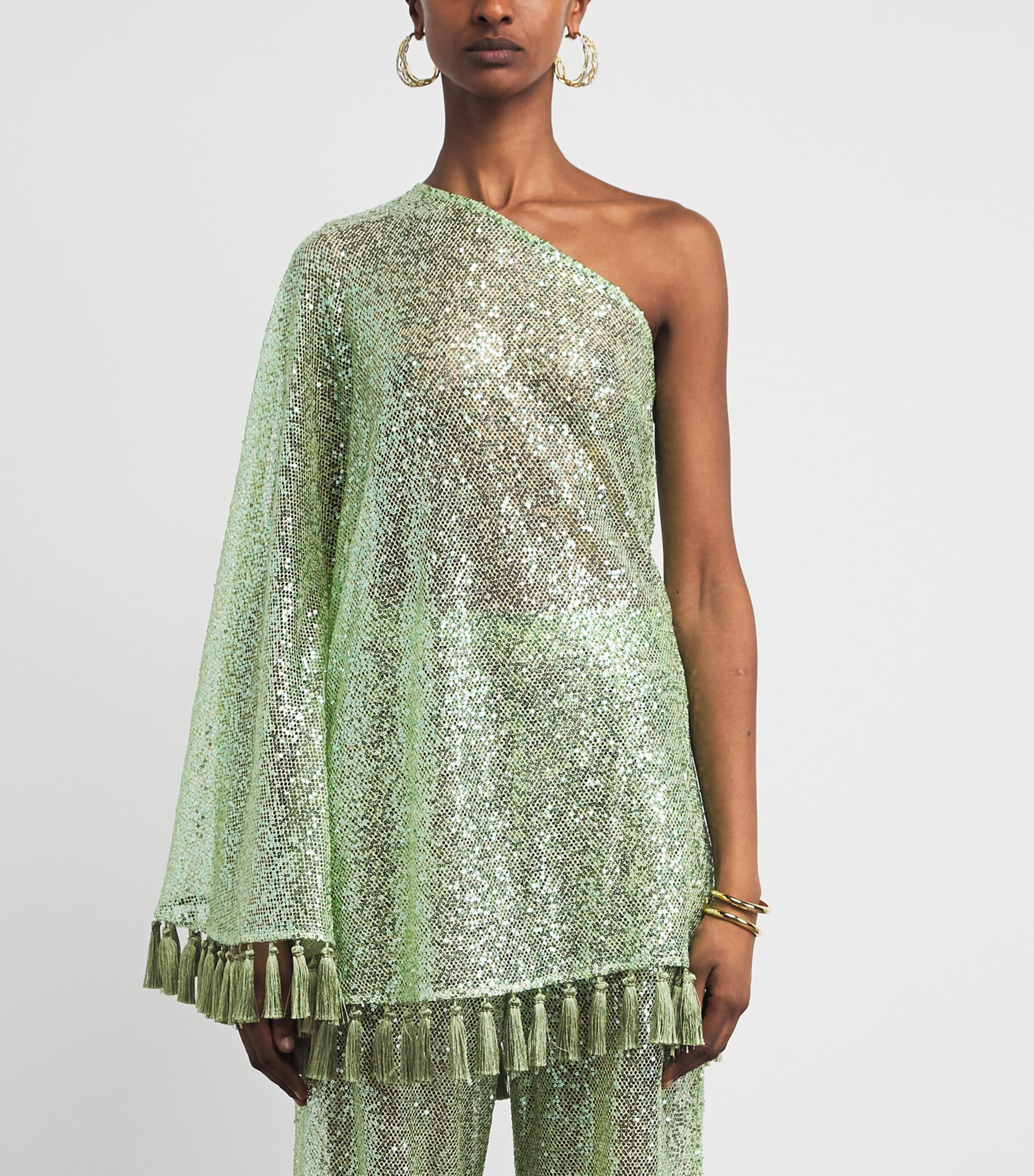 Taller Marmo Womens Sequin Es Trenc Mini Dress Acid Green Image 4