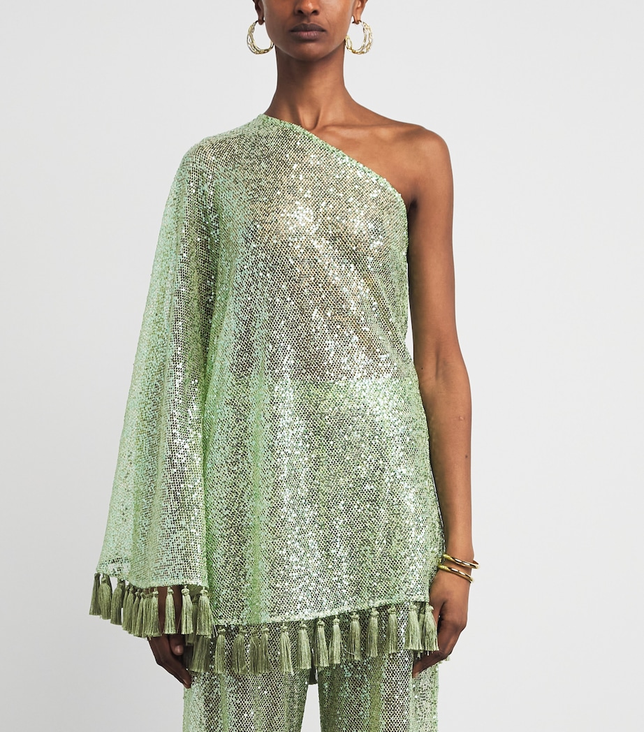 Taller Marmo Womens Sequin Es Trenc Mini Dress Acid Green Image 4