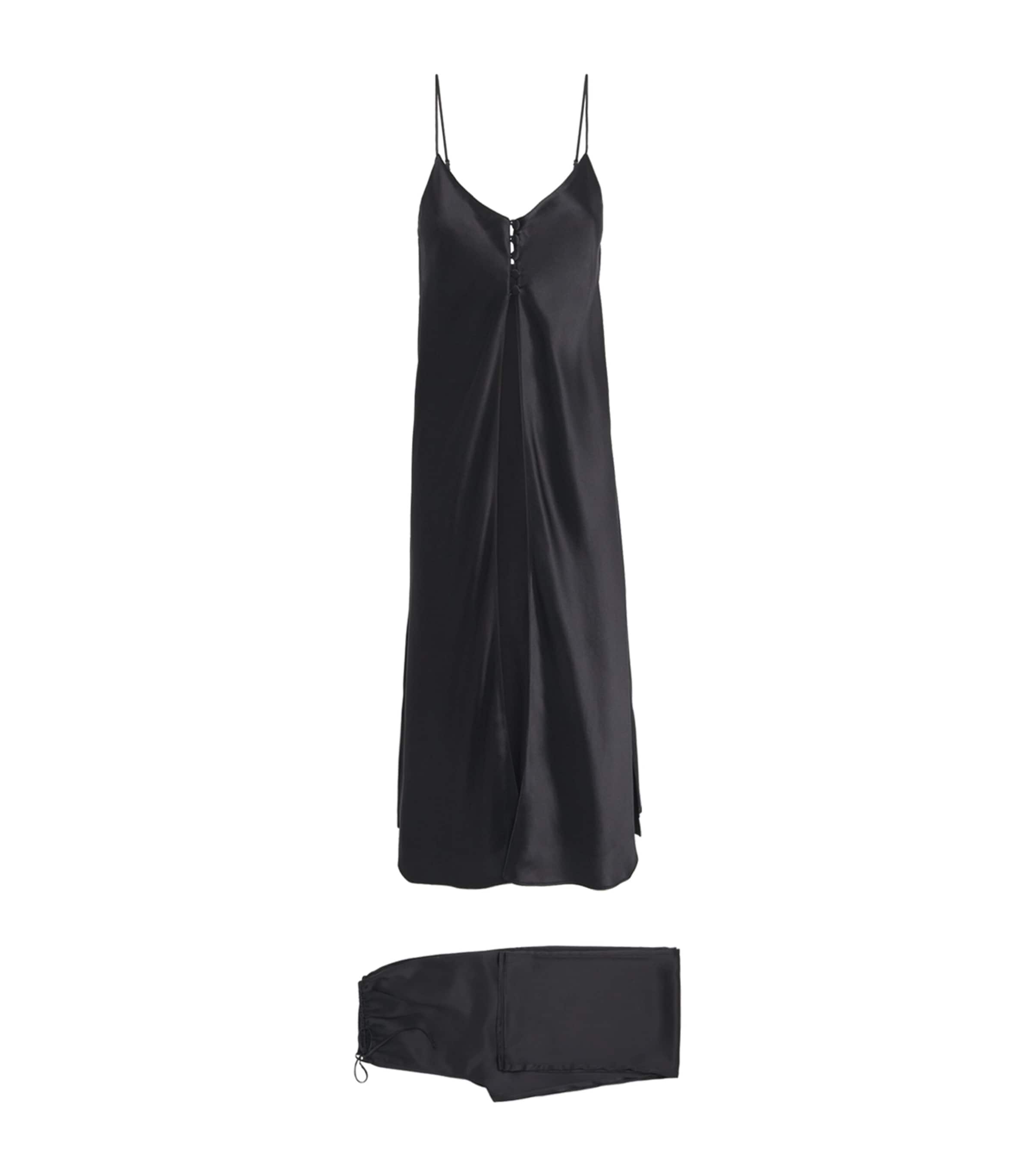 Olivia von Halle Womens Silk Elvira Camisole Pyjama Set Jet Black Image 1
