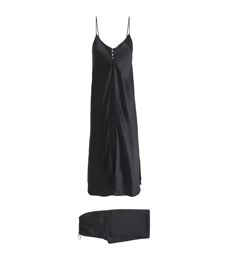 Olivia von Halle Womens Silk Elvira Camisole Pyjama Set Jet Black Image 1