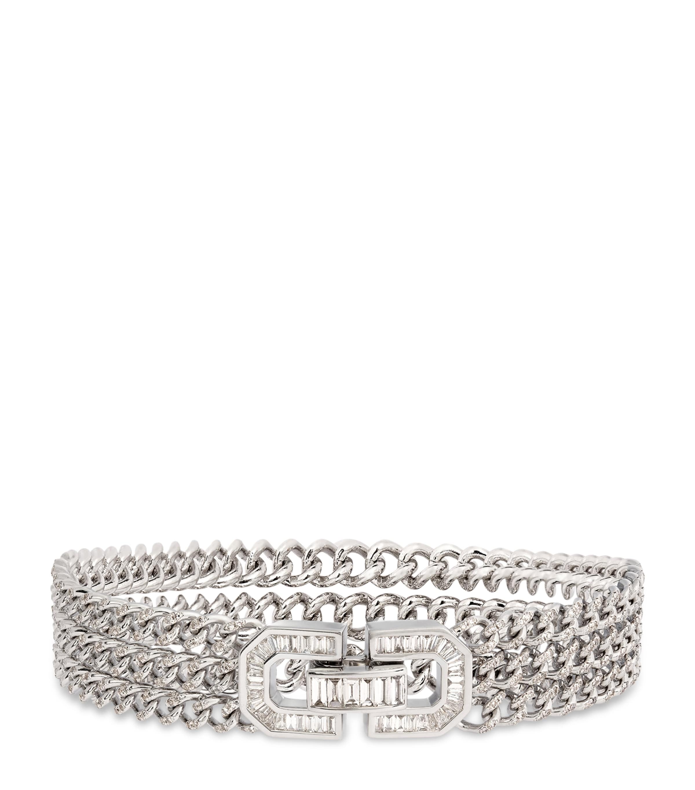 White Gold and Diamond Link Deco Bracelet WHITE GOLD Image 1