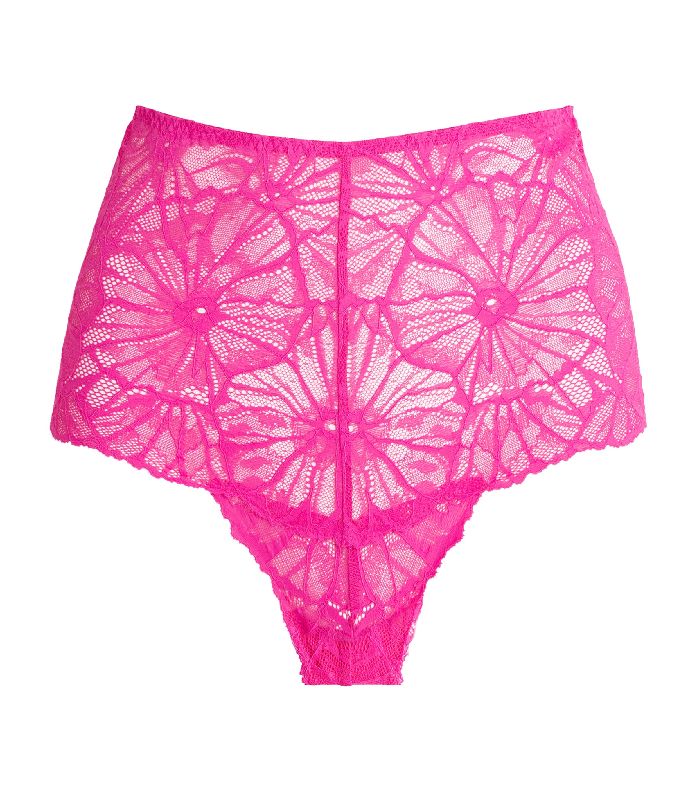 Dora Larsen Lace Flora High-waist Briefs In Pink