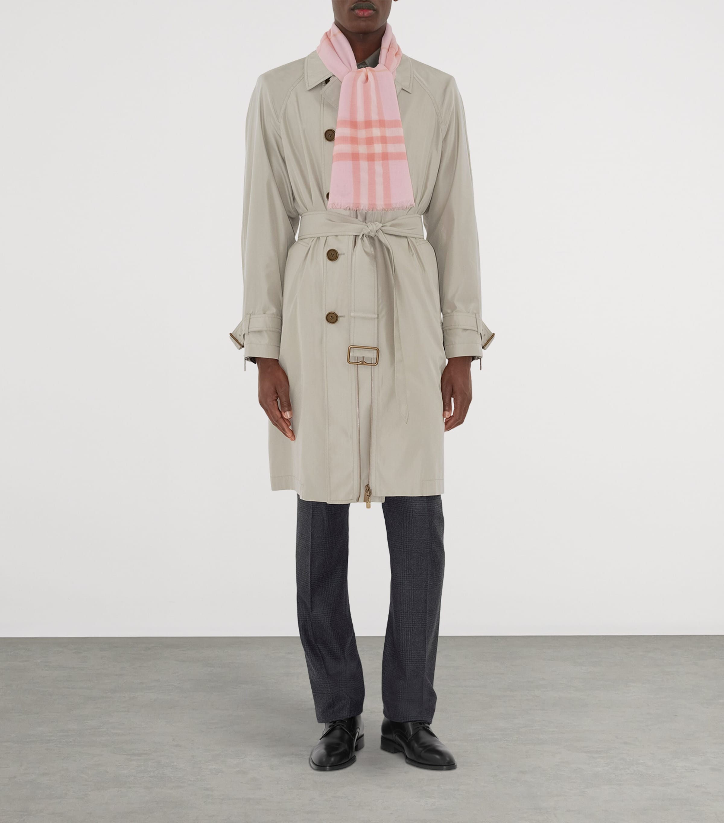 Wool Wide Check Scarf SUGAR PINK Image 5