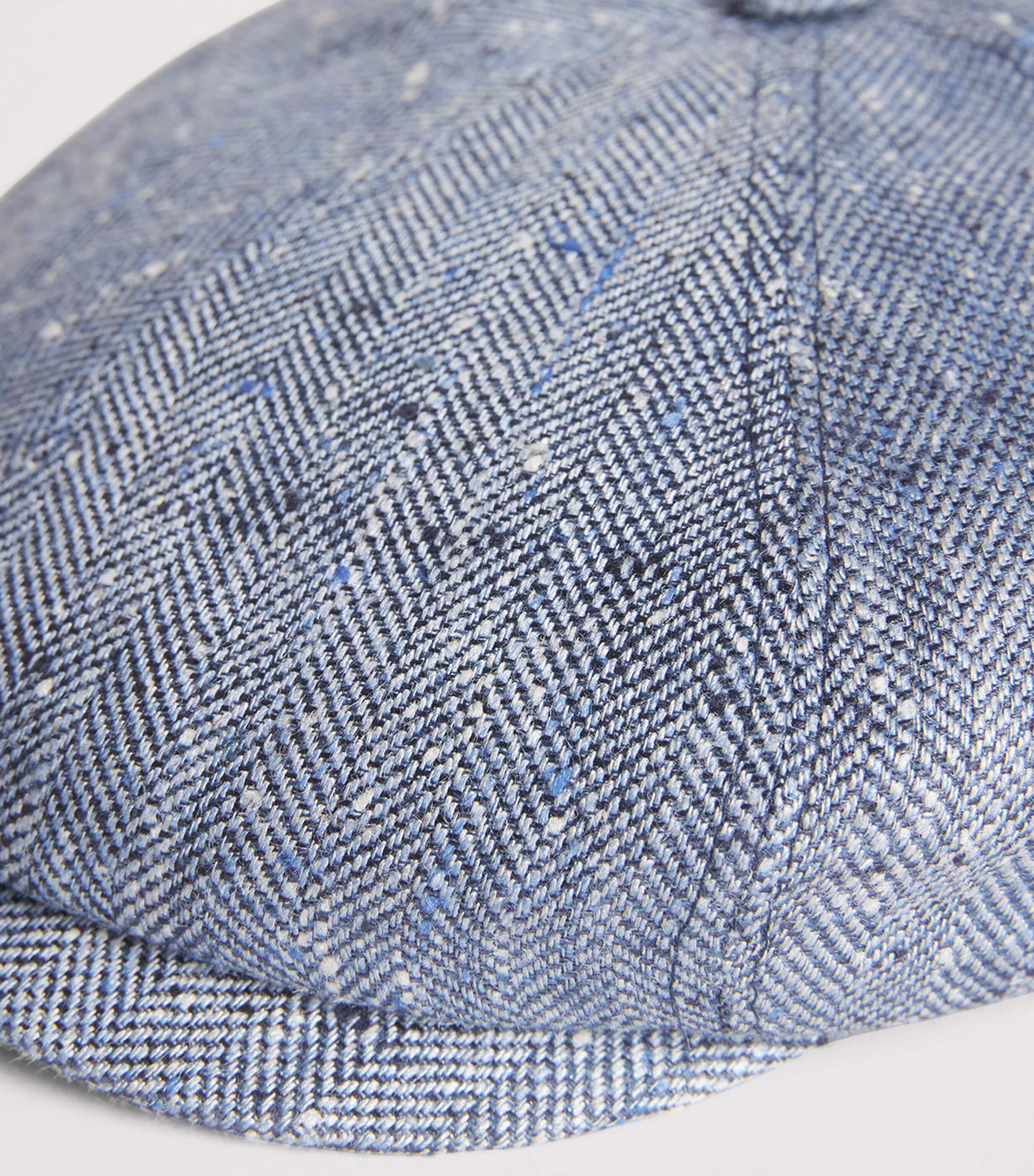 Silk-Linen Herringbone Flat Cap 322 - BLUE Image 4