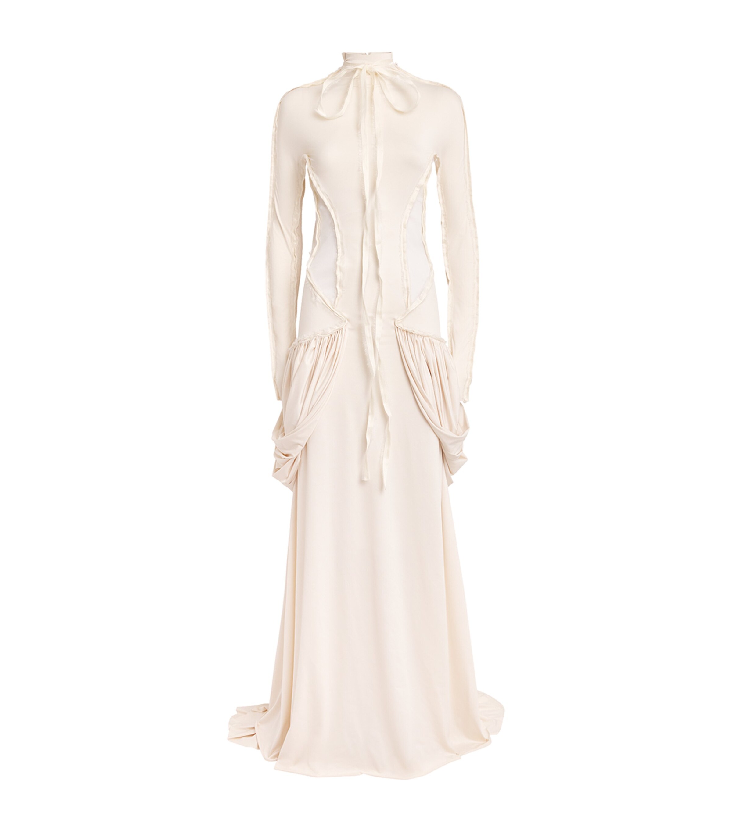 Fitted Mylaya Long-Sleeve Gown WHITE Image 1