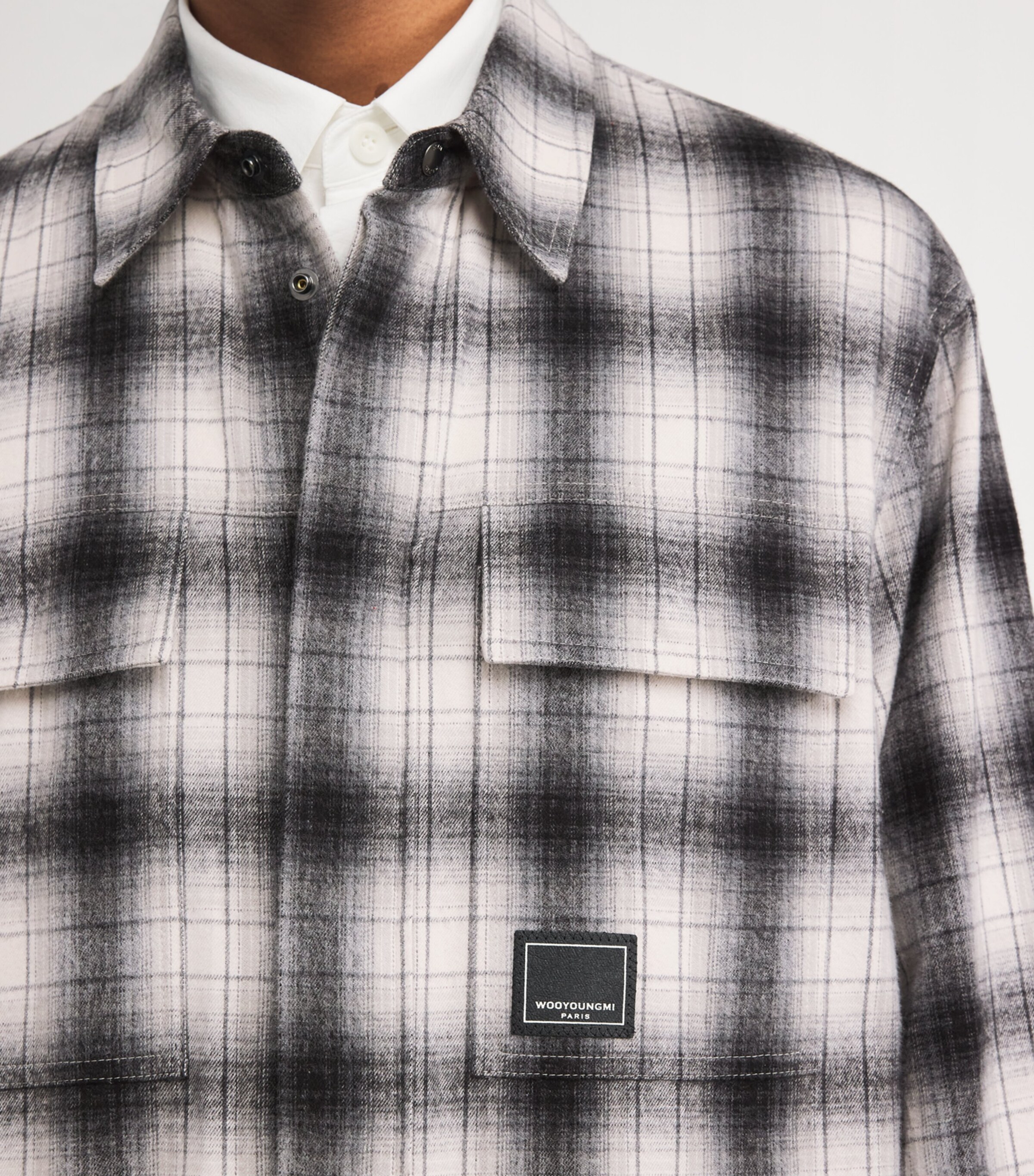 Wooyoungmi Mens Cotton Check Shirt Black Image 6