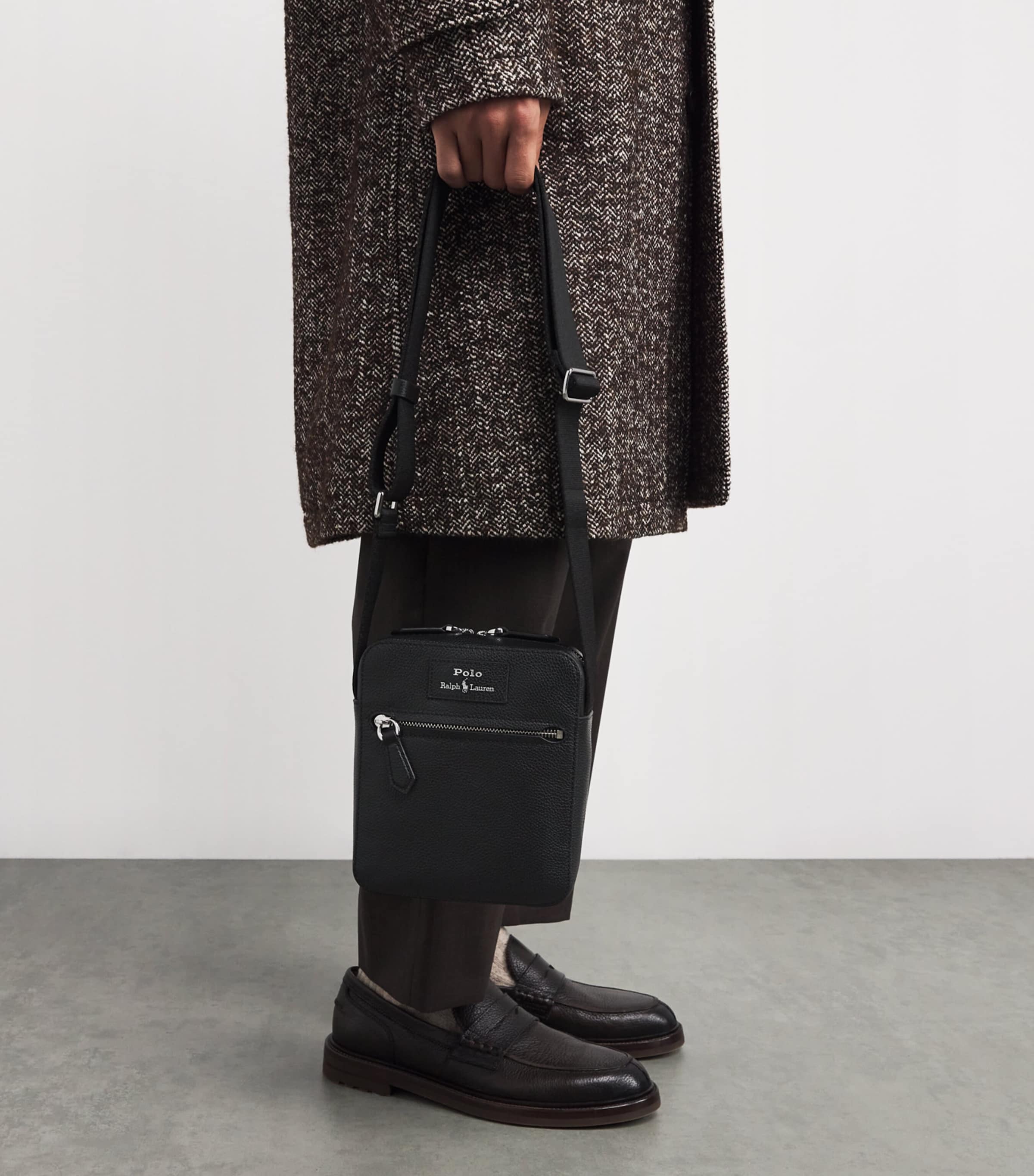 Pebbled Leather Cross-Body Bag BLACK Image 5