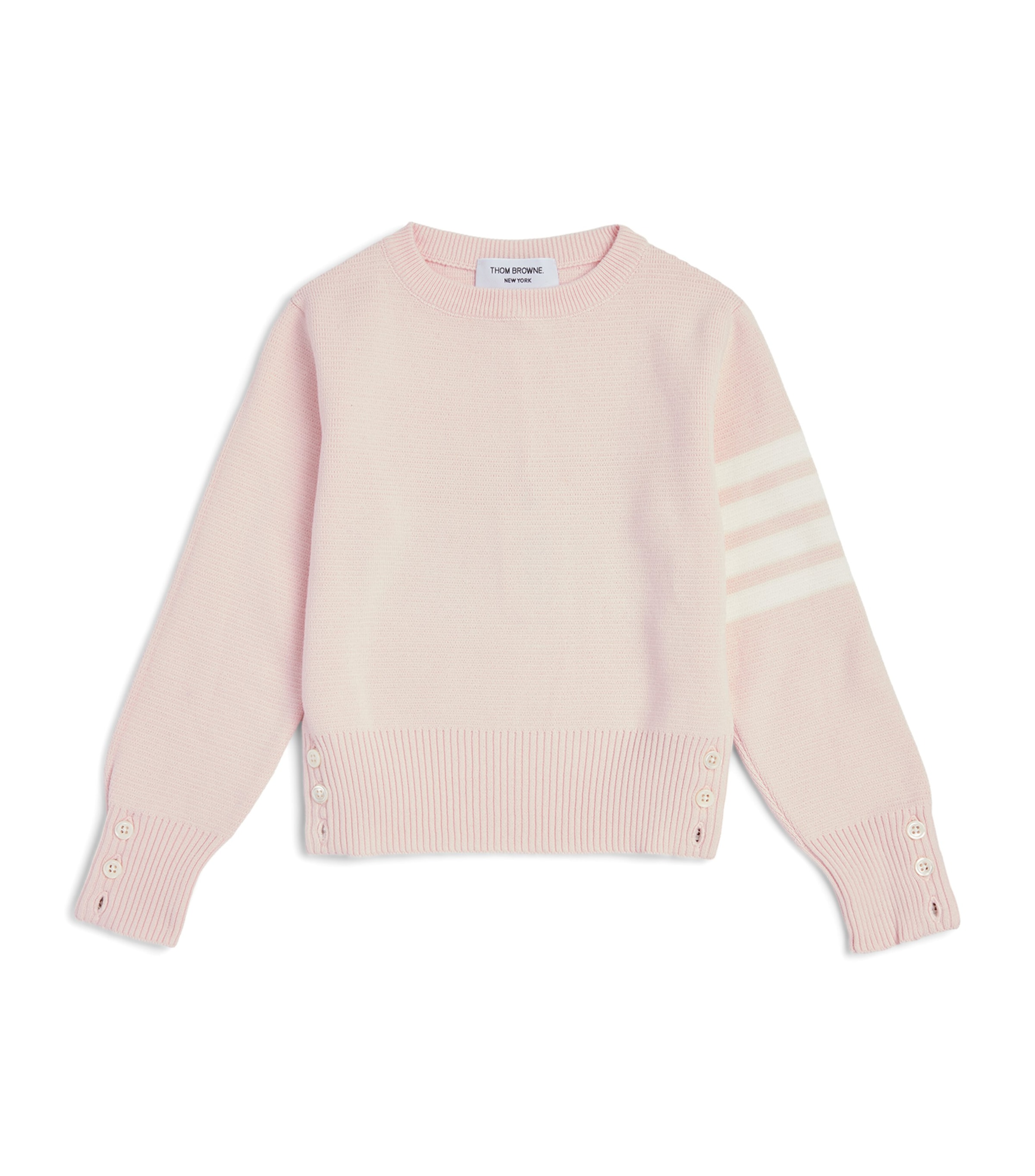 Thom Browne Kids' Milano-stitch 4-bar Sweater In Pink