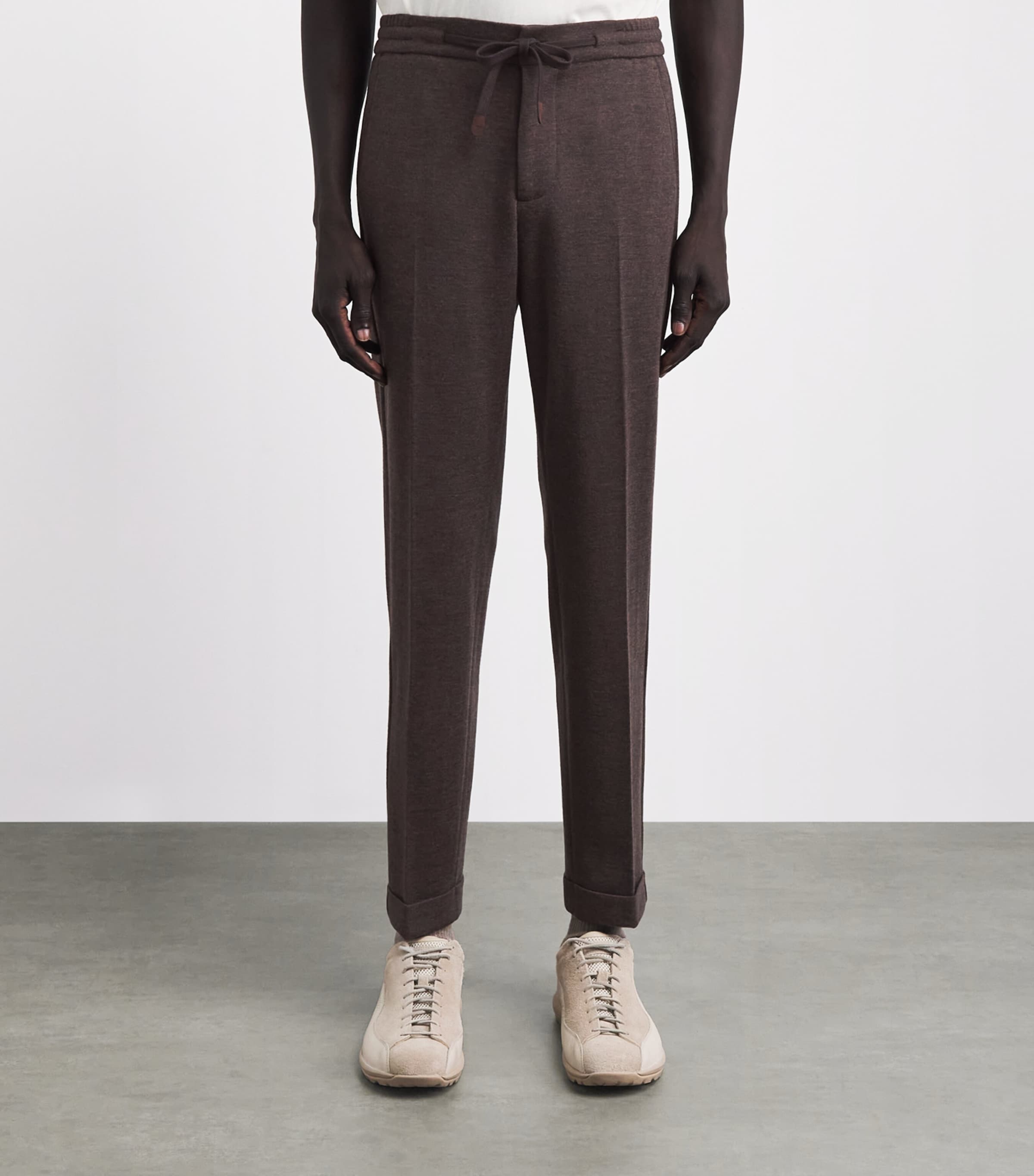 Marco Pescarolo Womens Cashmere-Blend Drawstring Trousers Brown Image 4