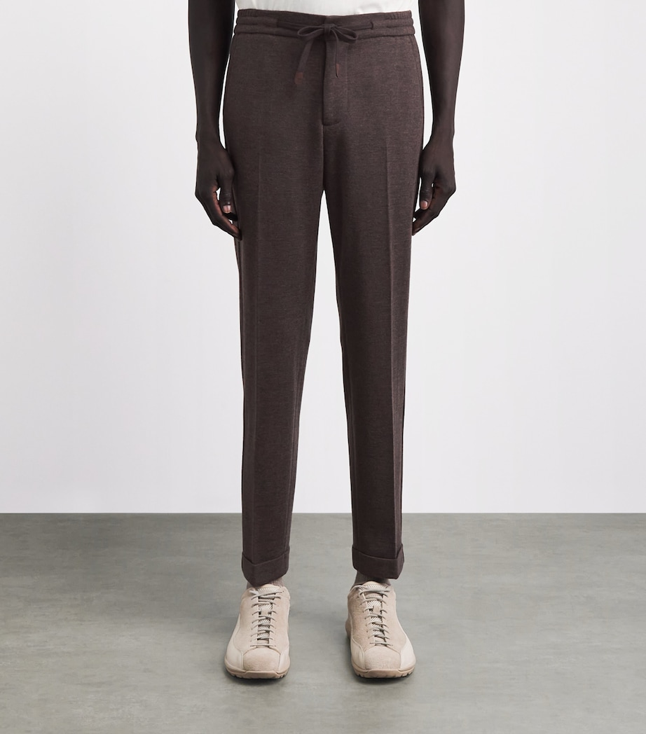 Marco Pescarolo Womens Cashmere-Blend Drawstring Trousers Brown Image 4