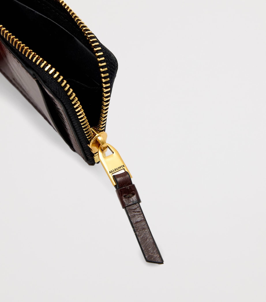 AllSaints Leather Remy Wallet Cognac Brown Image 2