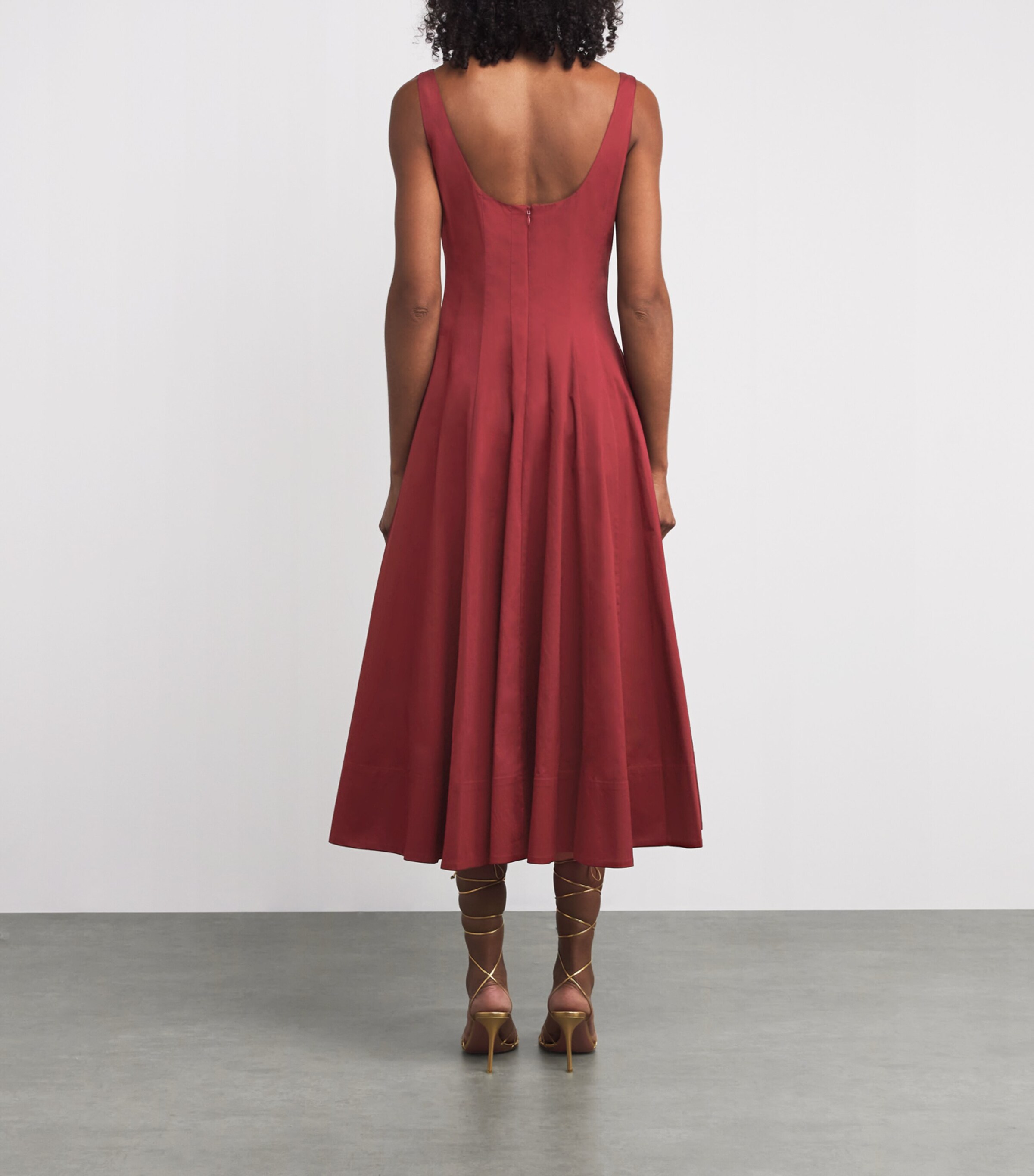 Stretch-Cotton Wells Midi Dress SANG SANGRIA Image 3