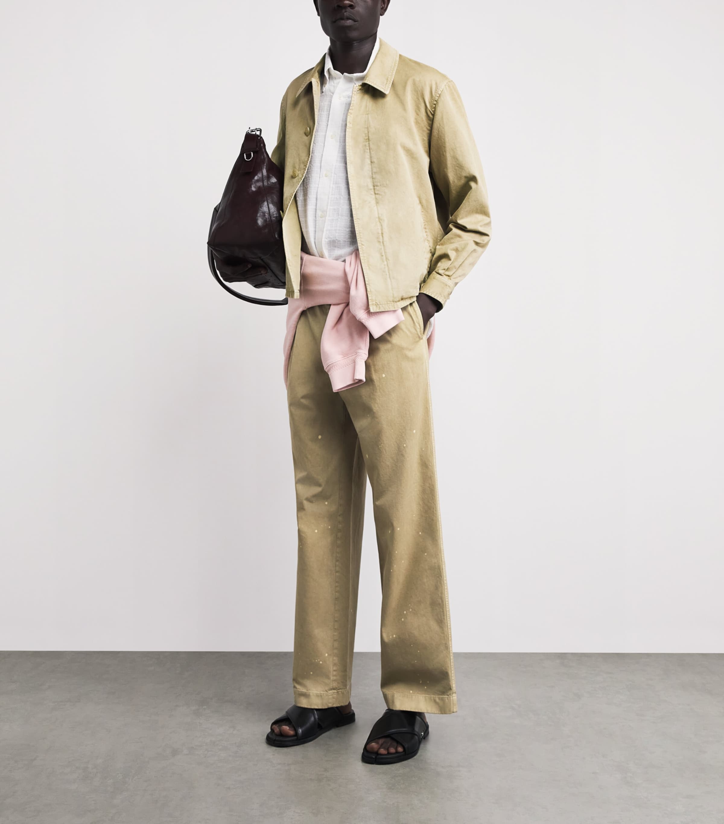 Auralee Mens Cotton Garment-Dyed Jacket Beige Image 2