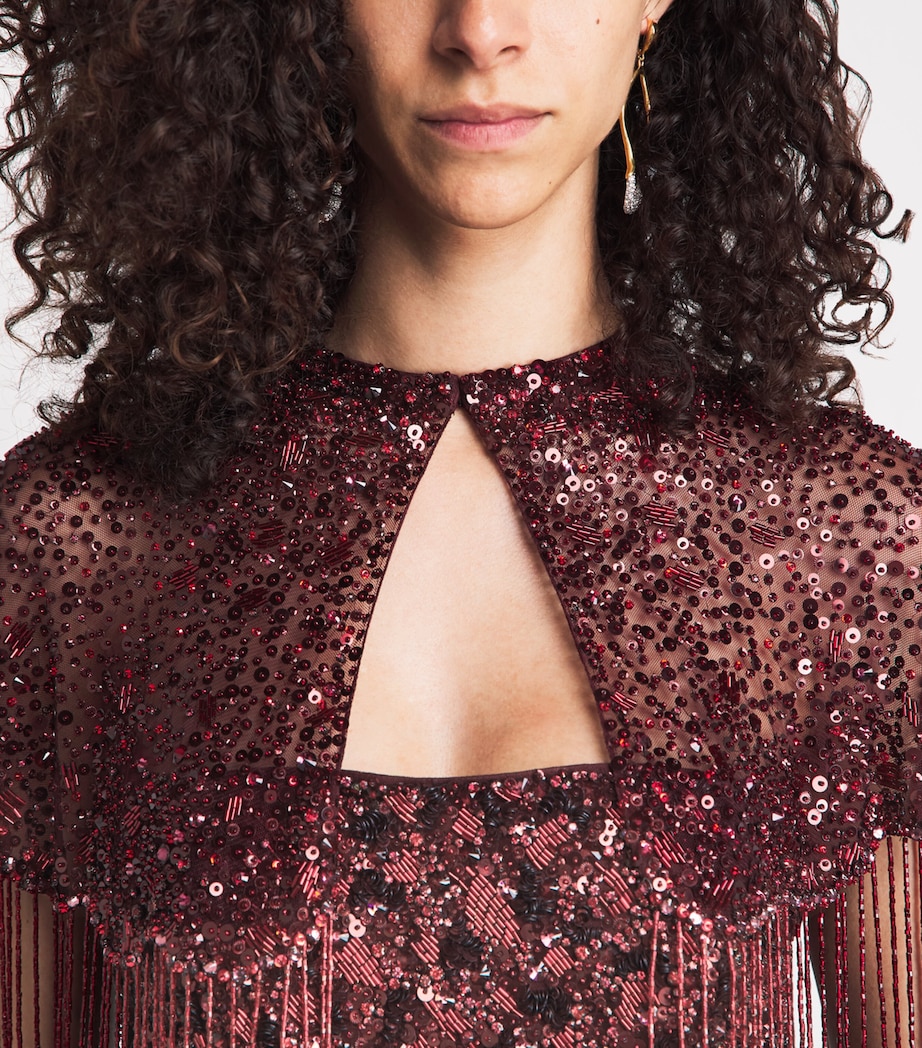 Jenny Packham Womens Embellished Sirocco Gown and Cape Bordeaux Image 6